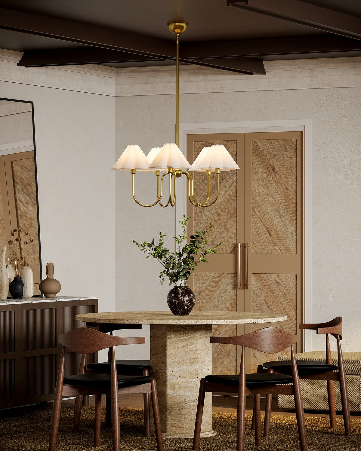 Alora - CH610530BGFW - Five Light Chandelier - Rosemary - Brushed Gold/Folded White