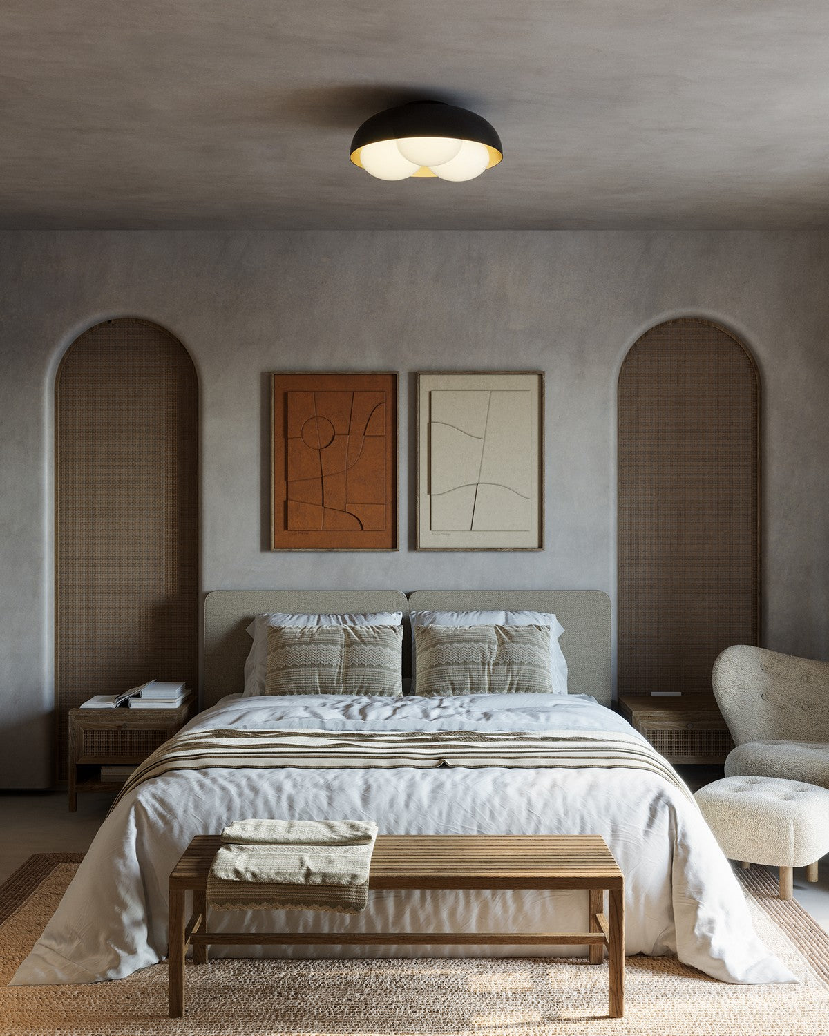 Alora - FM495316MBOP - Three Light Flush Mount - Robyn - Matte Black/Opal Glass