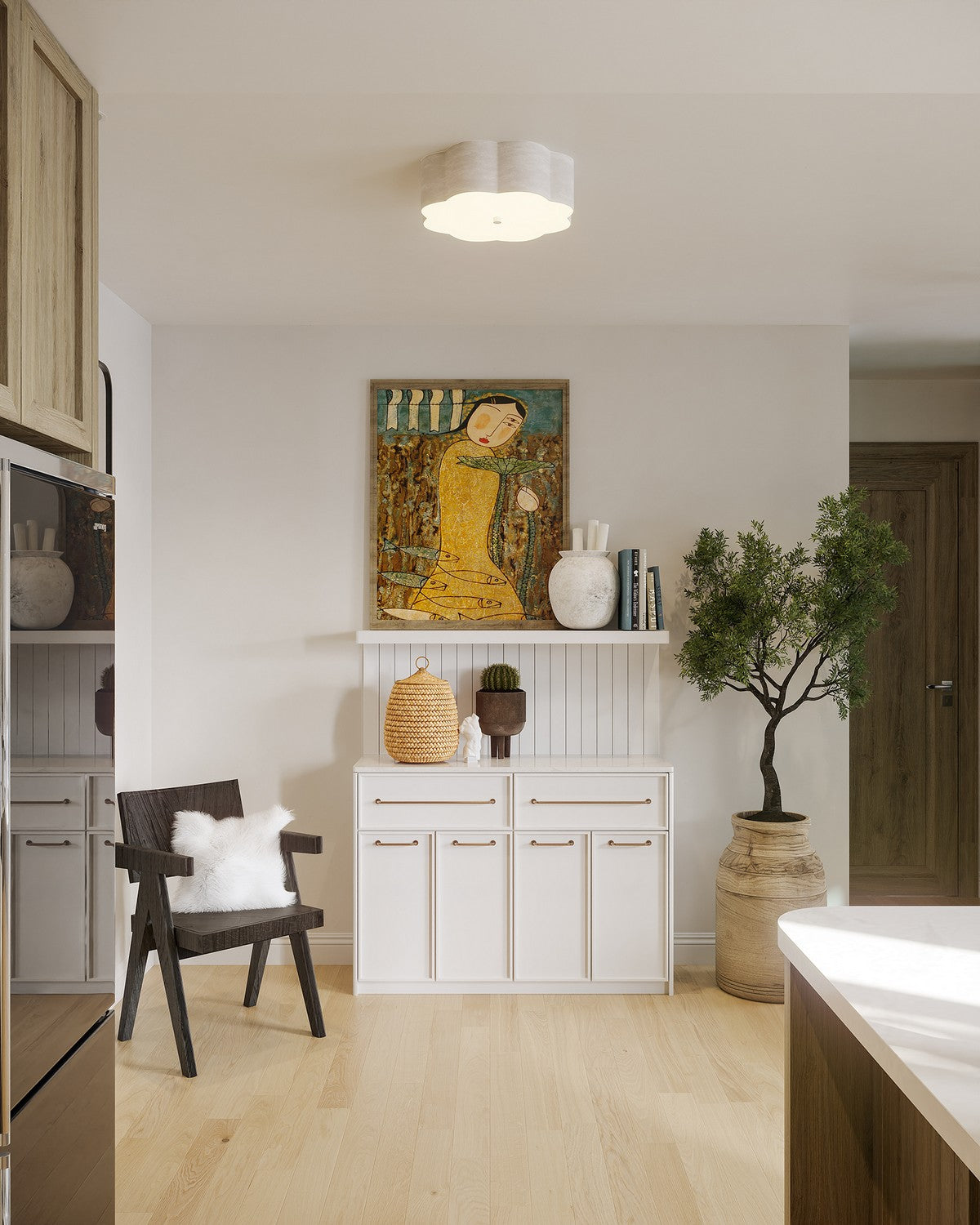 Alora - FM603314AW - Three Light Flush Mount - Blossom - Antique White