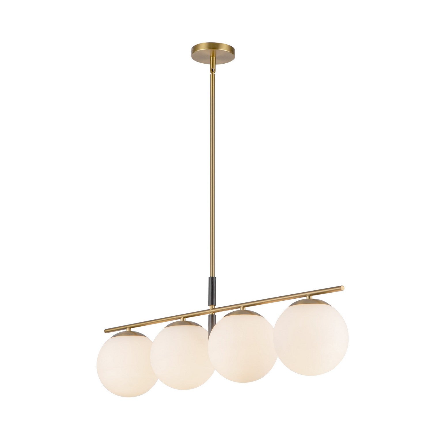 Alora - LP421437BGOP - Four Light Linear Pendant - Zuri - Brushed Gold/Opal Glass