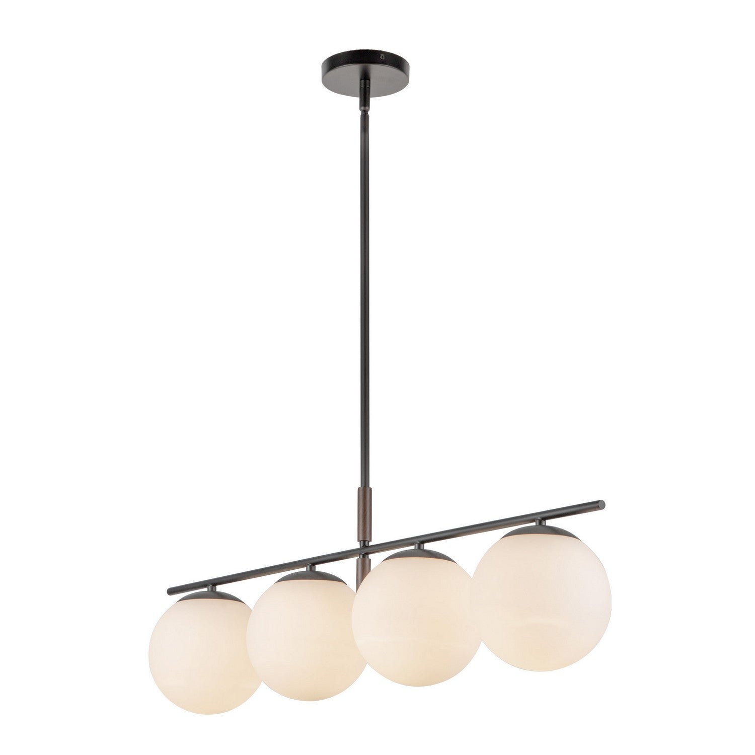 Alora - LP421437MBOP - Four Light Linear Pendant - Zuri - Matte Black/Opal Glass