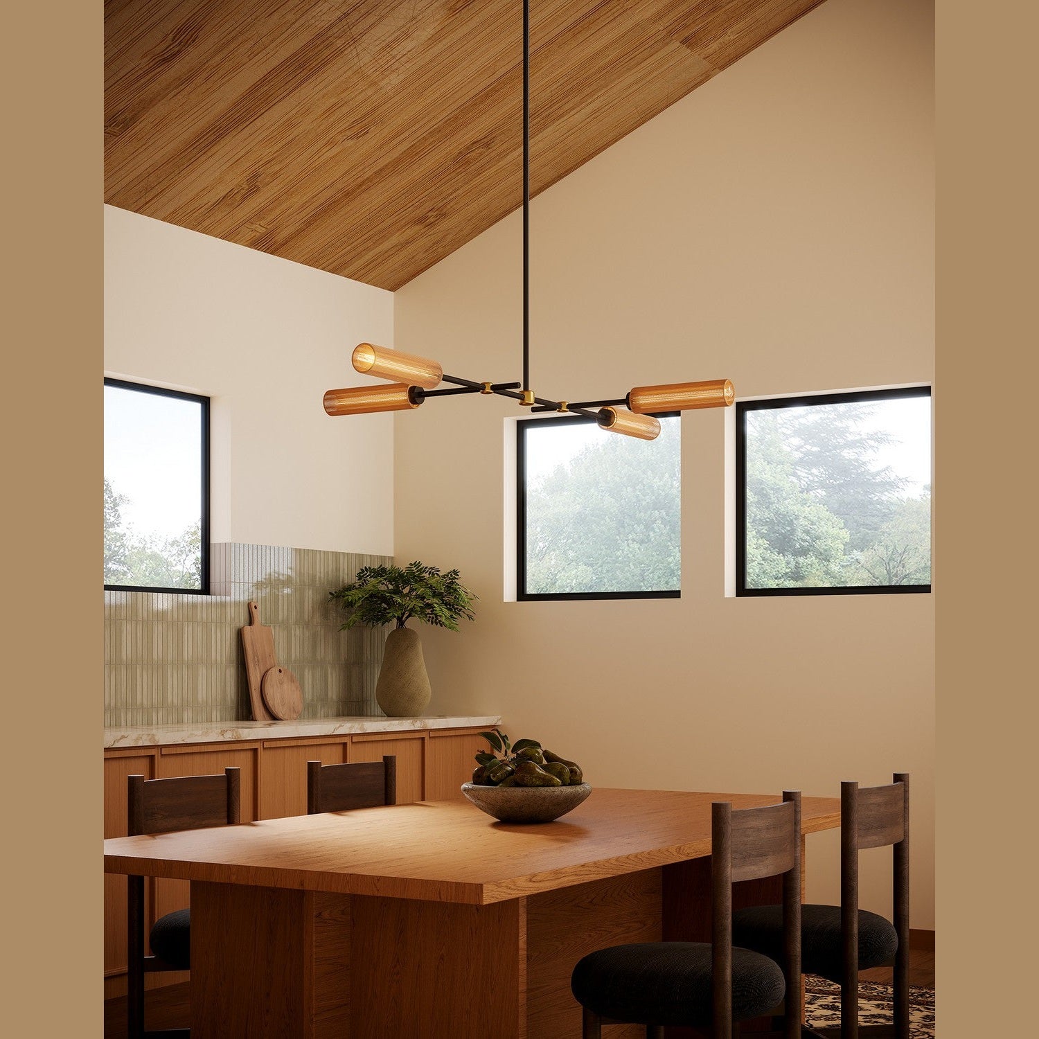 Alora - LP491452MBTJ - Four Light Linear Pendant - Colby - Matte Black/Tan Jute
