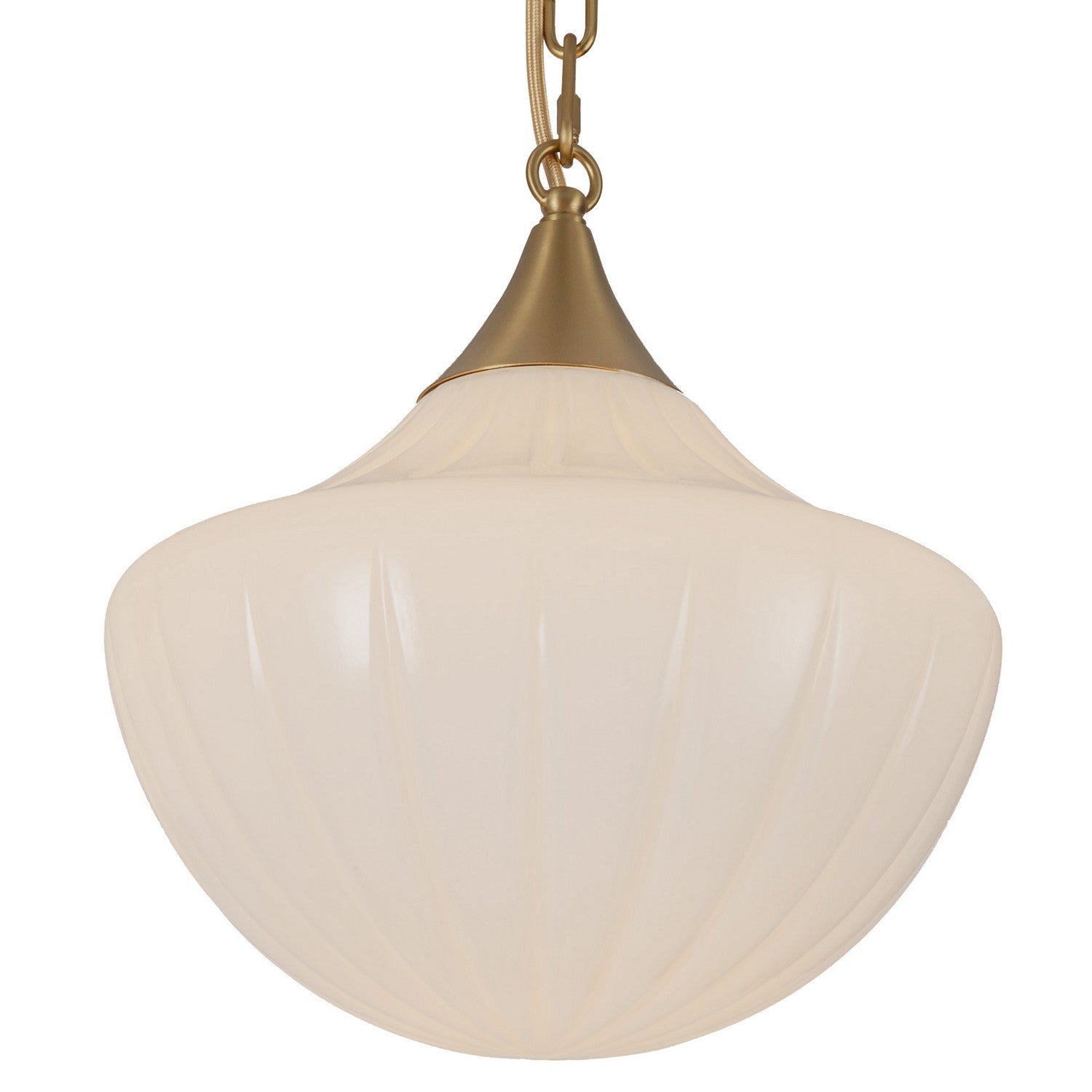 Alora - MP651312BGGR - Three Light Pendant - Farrah - Brushed Gold/Glossy Ribbed Opal Glass
