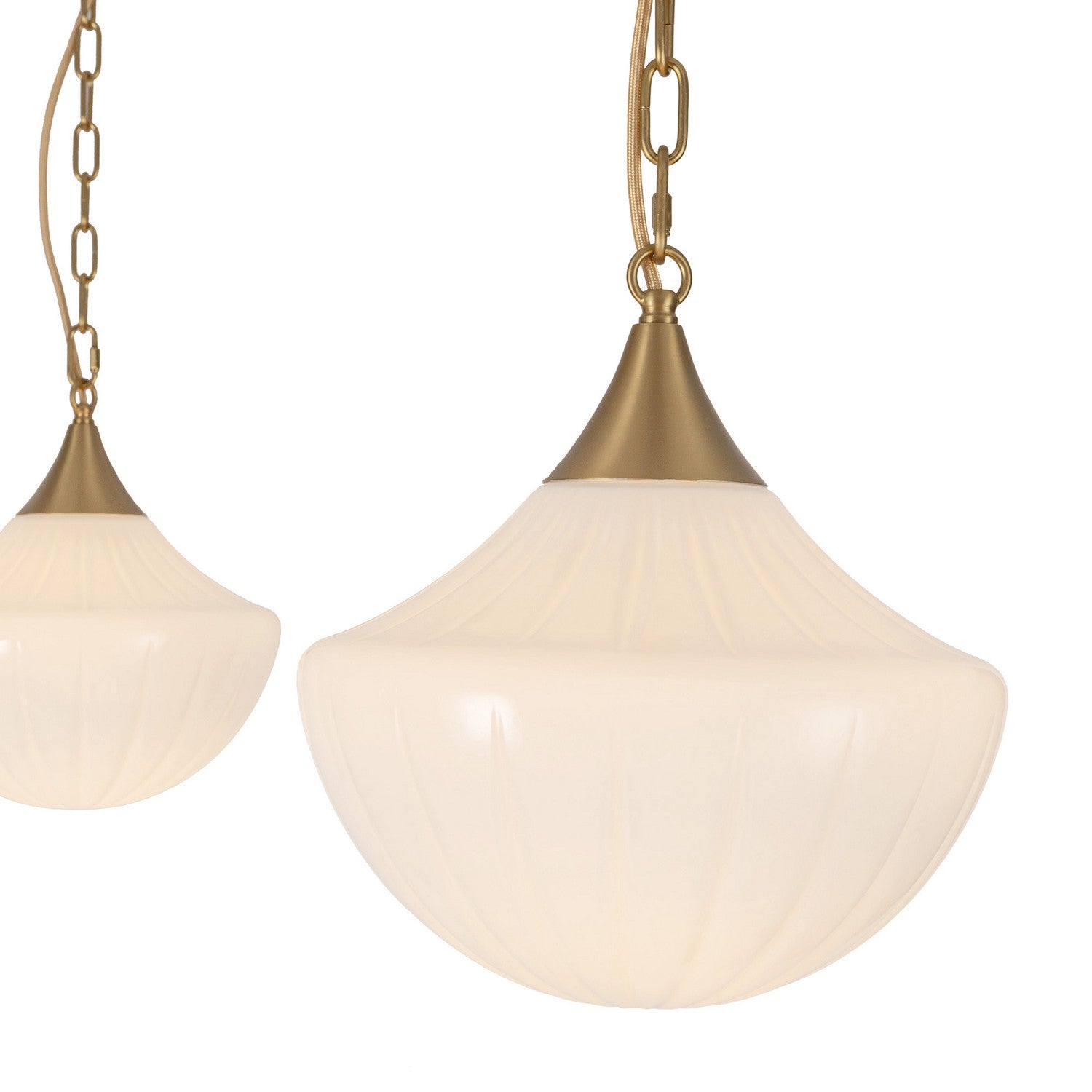 Alora - MP651312BGGR - Three Light Pendant - Farrah - Brushed Gold/Glossy Ribbed Opal Glass
