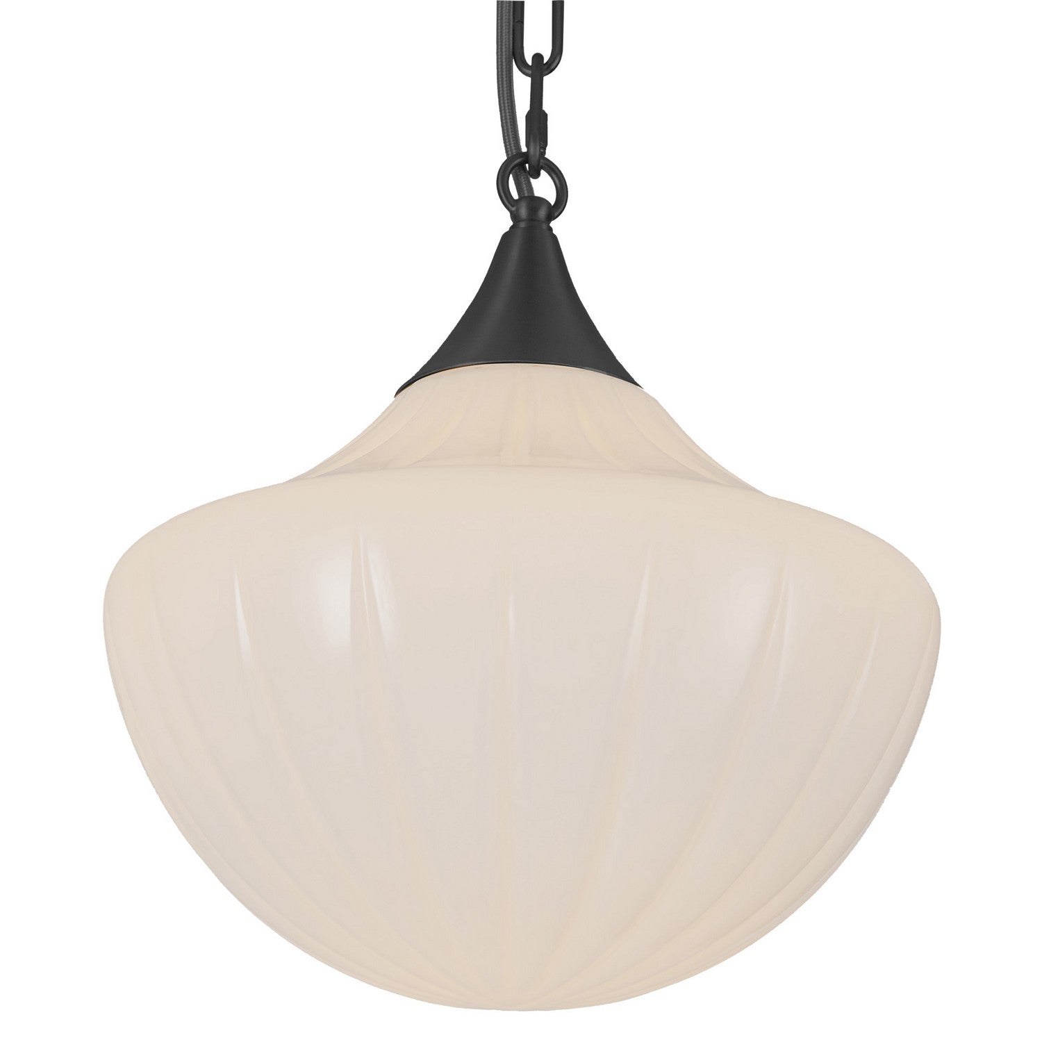 Alora - MP651312MBGR - Three Light Pendant - Farrah - Matte Black/Glossy Ribbed Opal Glass