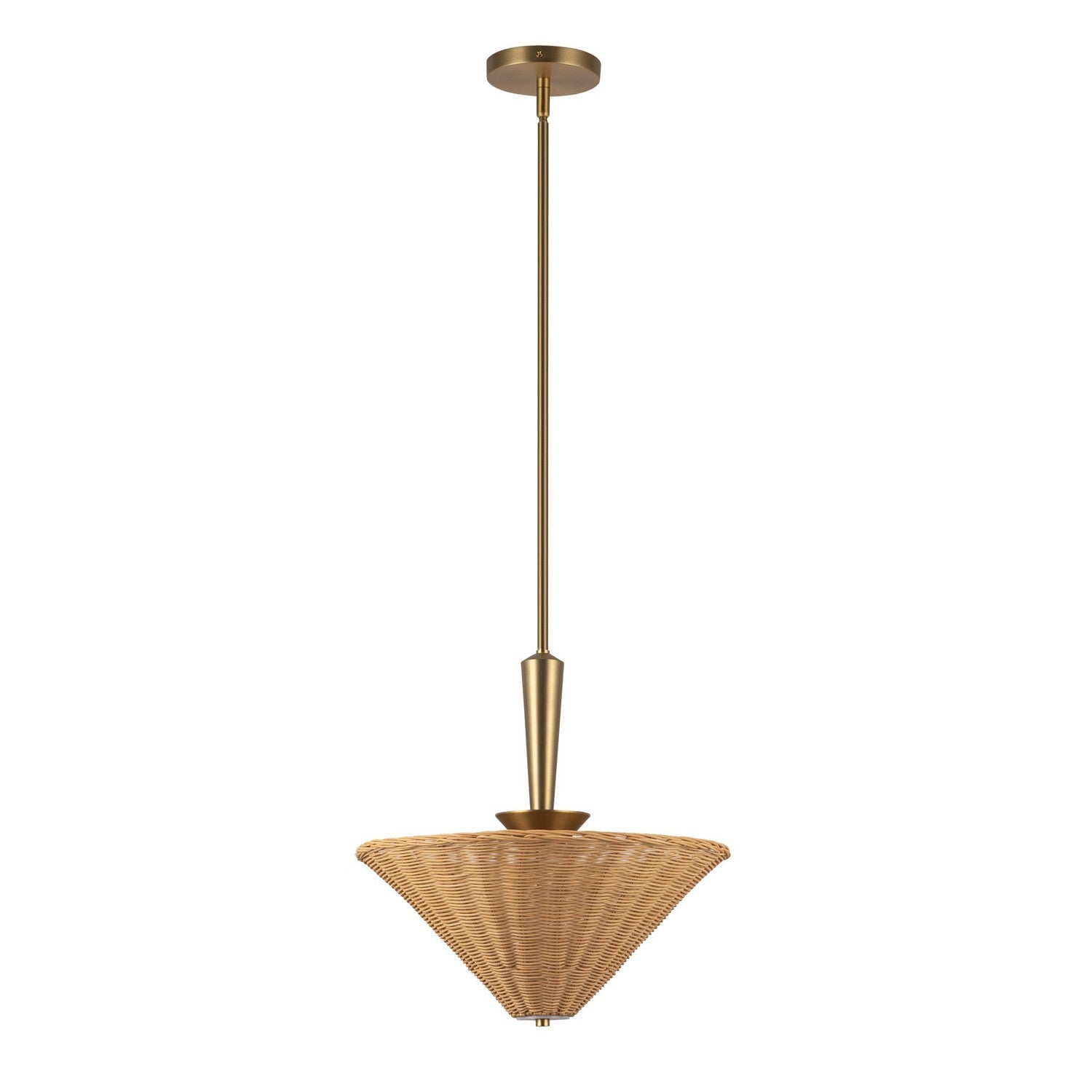 Alora - PD497016BGRA - One Light Pendant - Bridgette - Brushed Gold/Rattan