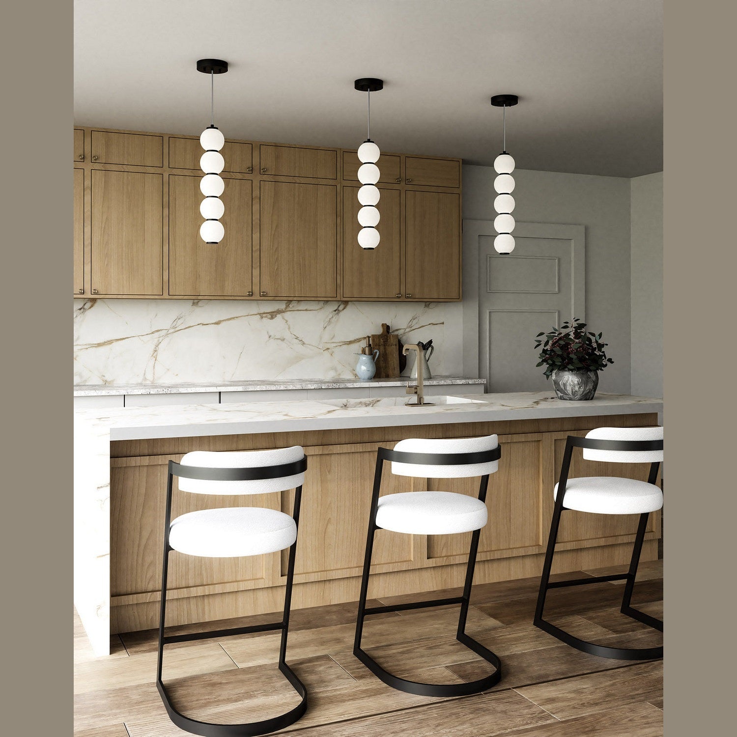 Alora - PD531515MBOP-UNV - LED Pendant - Bijou - Matte Black/Opal Matte Glass
