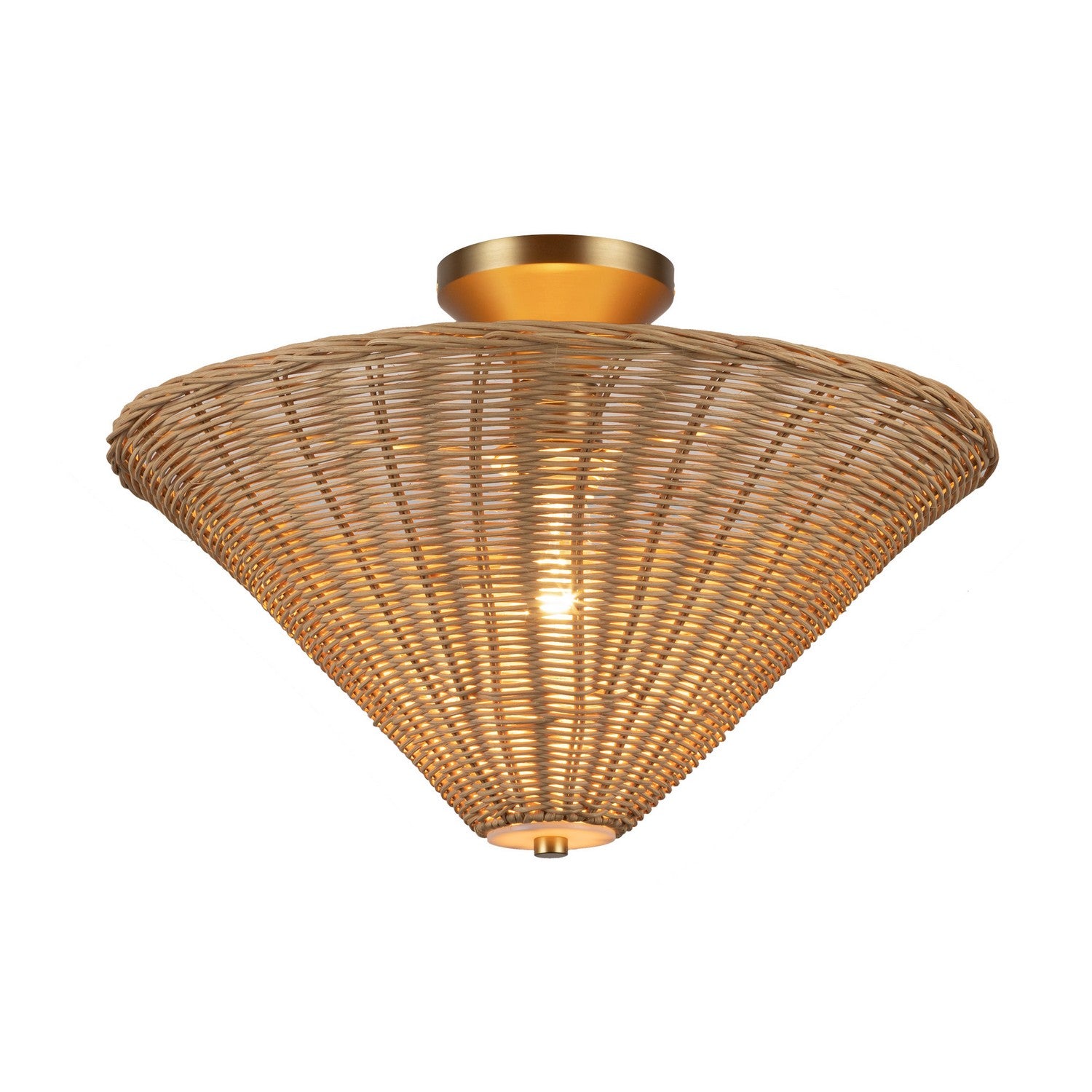 Alora - SF497016BGRA - One Light Semi-Flush Mount - Bridgette - Brushed Gold/Rattan