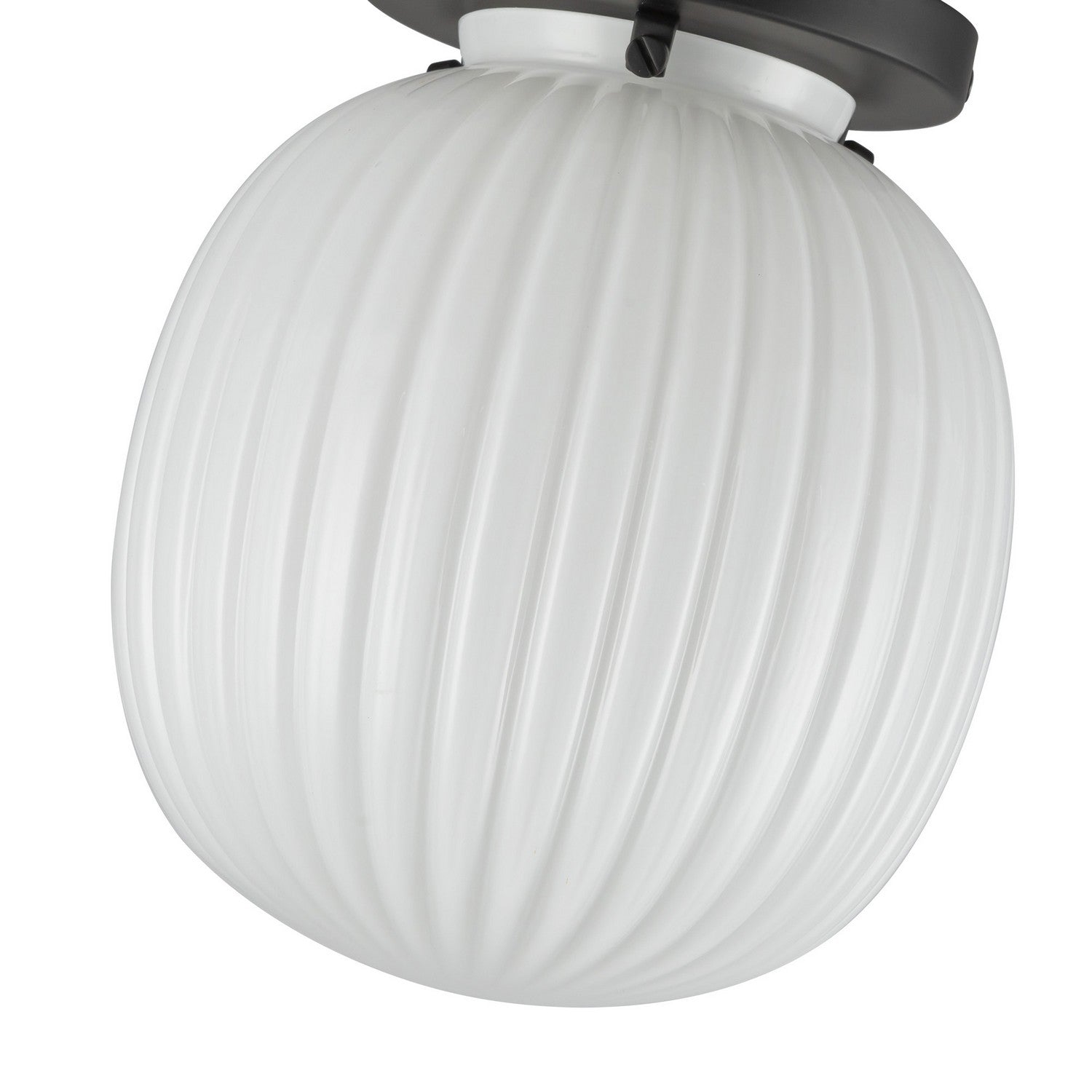 Alora - SF579107MBGR - One Light Semi-Flush Mount - Cherise - Matte Black/Glossy Ribbed Opal Glass