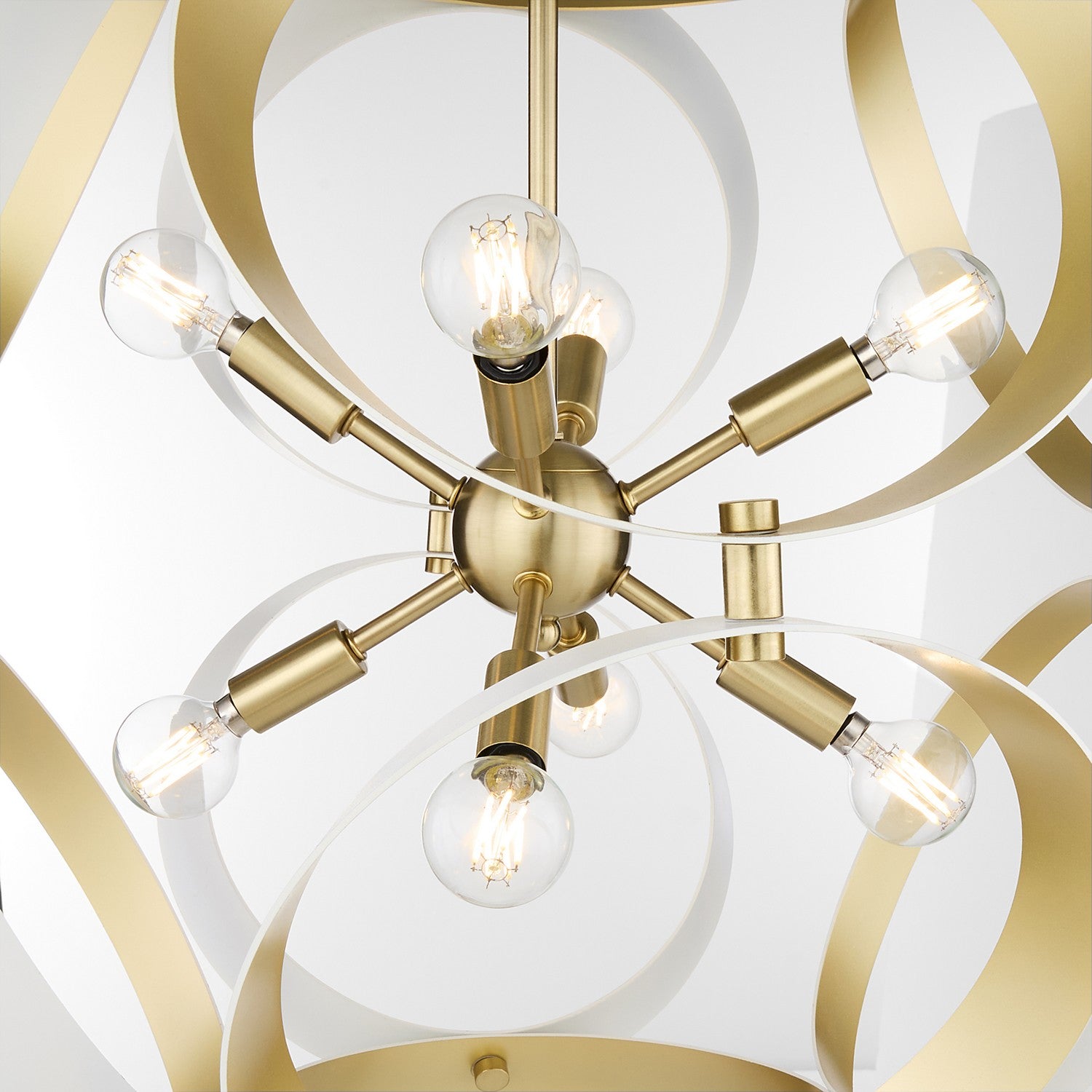 Quorum - 865-8-0880 - Eight Light Pendant - Domain - Studio White w/ Aged Brass