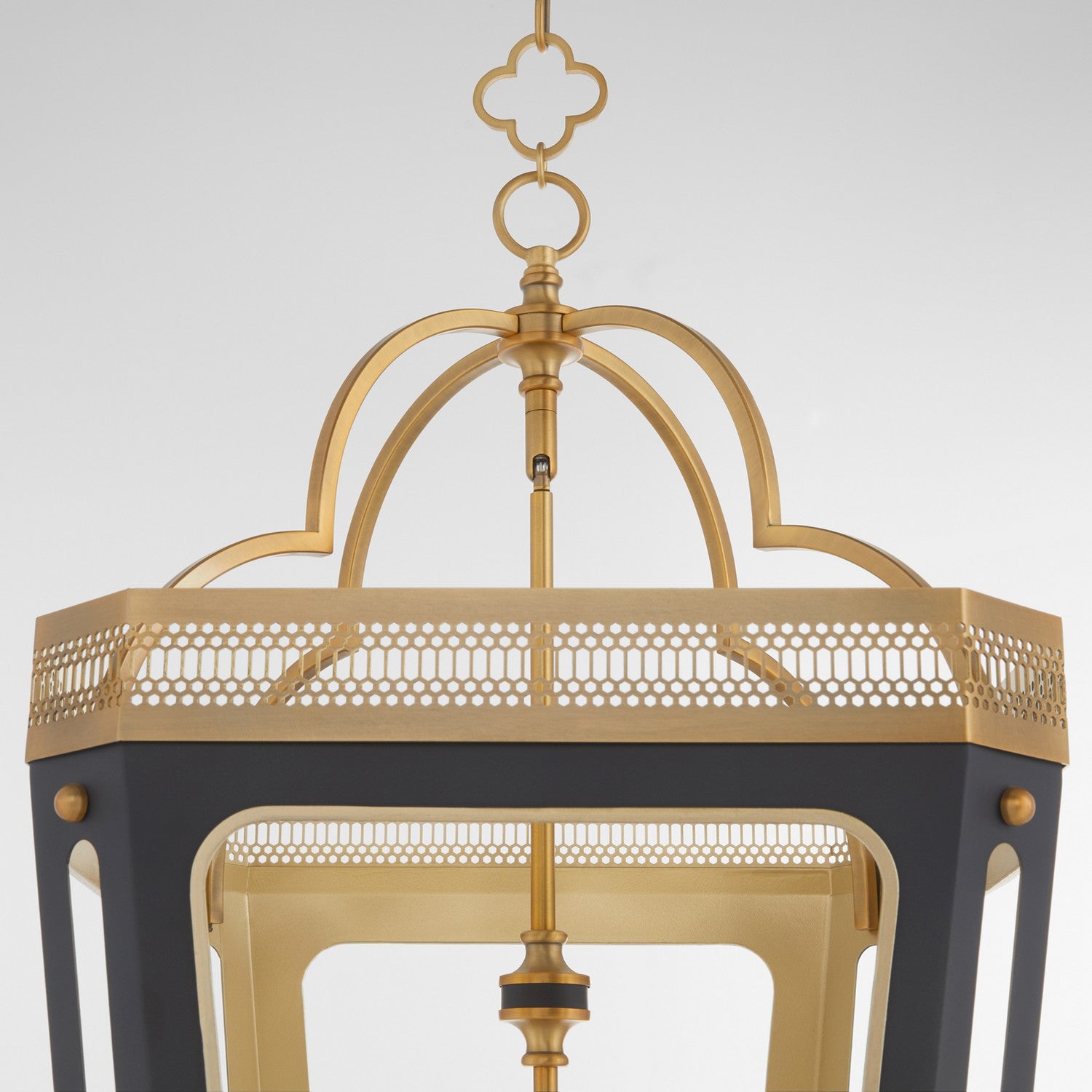 Quorum - 840-4-5947 - Four Light Pendant - Loire - Matte Black|Brushed Brass