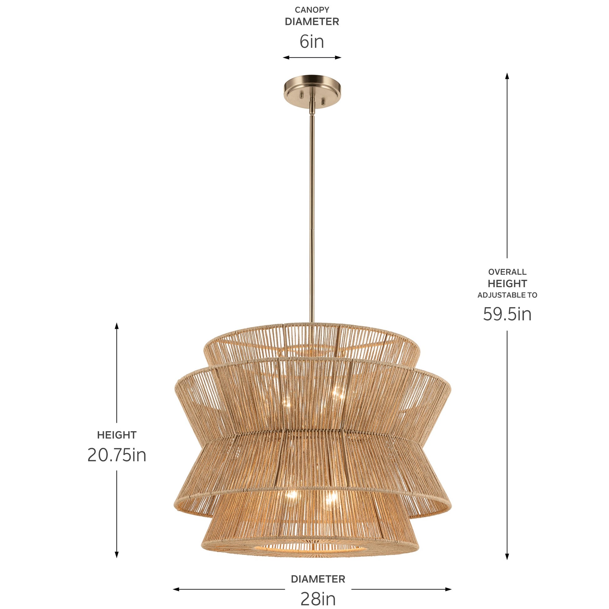 Kichler - 52735CPZ - Four Light Pendant - Ophira - Champagne Bronze