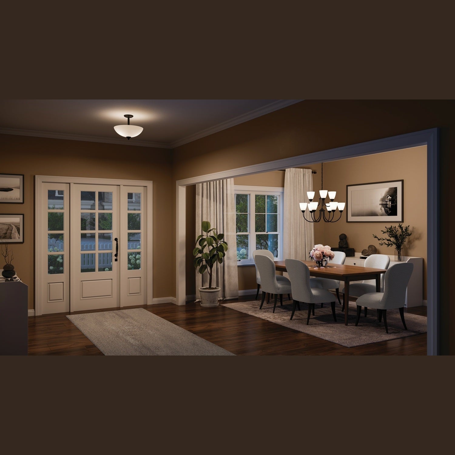 Kichler - 43641BK - Two Light Pendant/Semi Flush - Jolie - Black