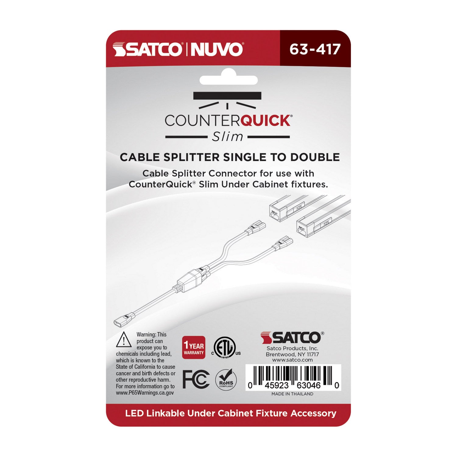 Nuvo Lighting - 63-417 - Cable Splitter Single To Doubl - White