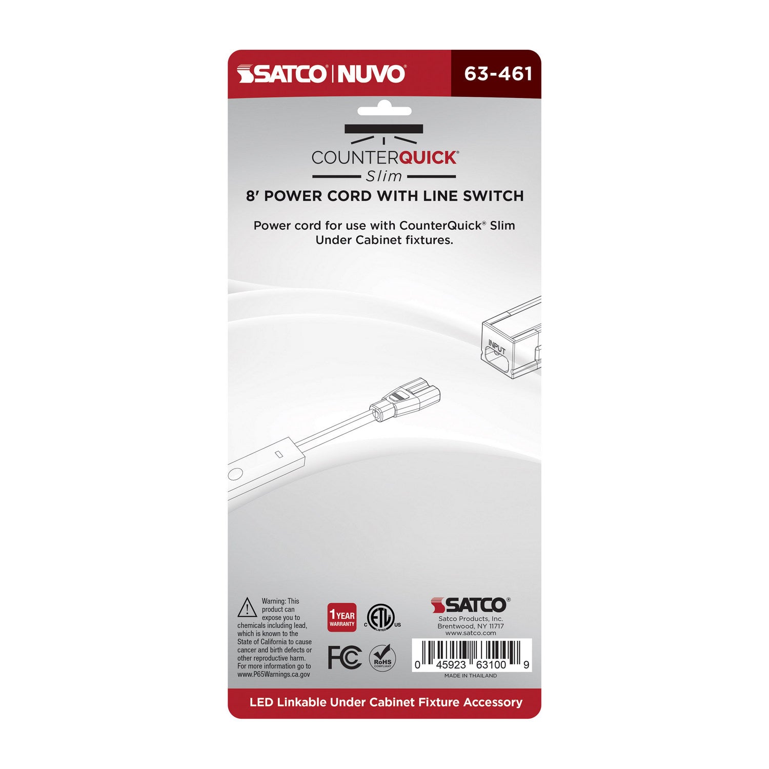 Nuvo Lighting - 63-461 - 8Ft Line Switch & Power Cord - Black