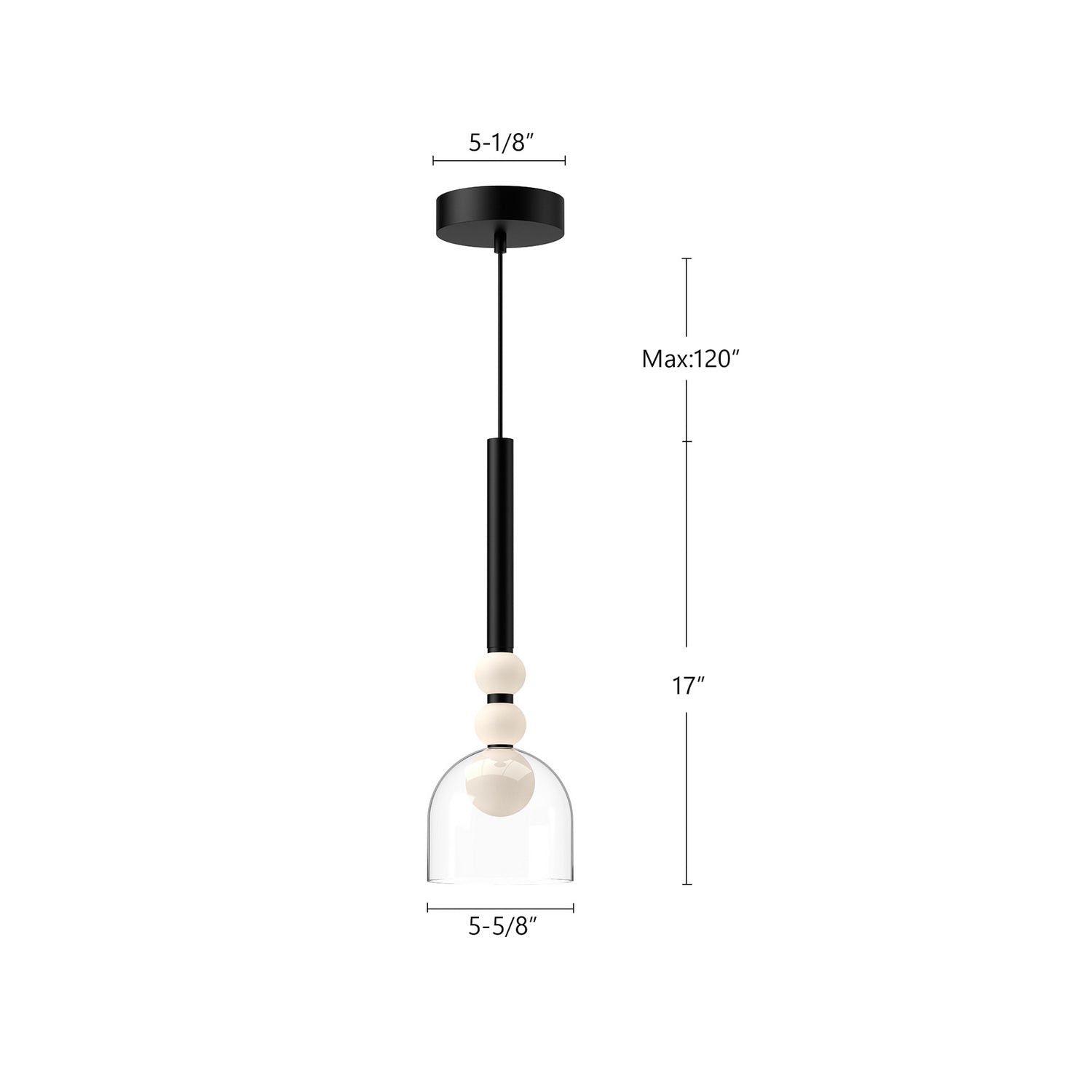 Kuzco Lighting - PD30505-BK/CL-UNV - LED Pendant - Rise - Black/Clear