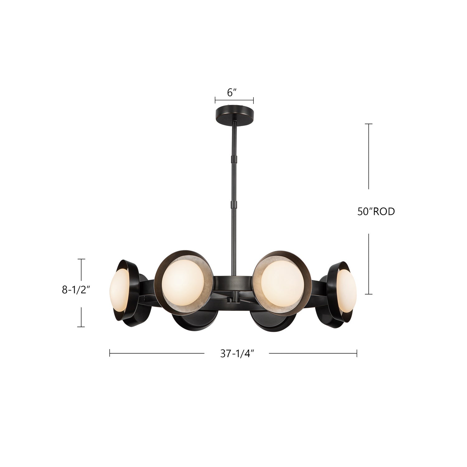 Alora - CH320837VBAR-UNV - LED Chandelier - Alonso - Vintage Brass/Alabaster