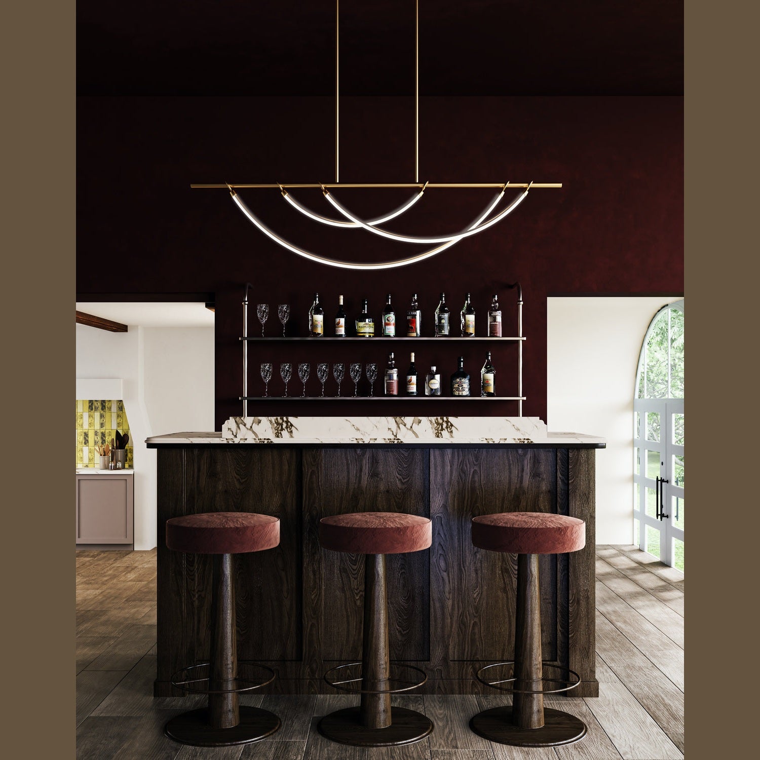 Alora - LP317448VB-UNV - LED Linear Pendant - Aryas - Vintage Brass