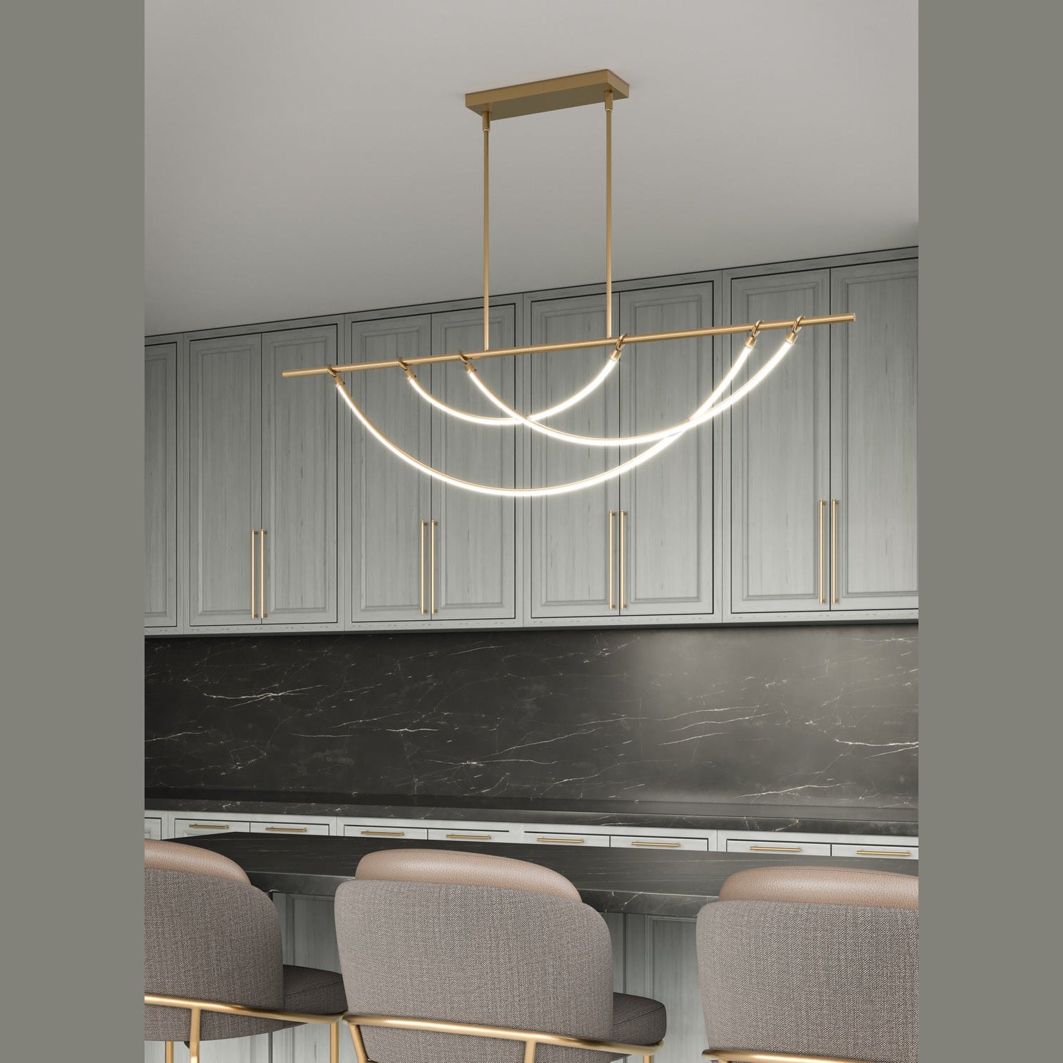 Alora - LP317448VB-UNV - LED Linear Pendant - Aryas - Vintage Brass