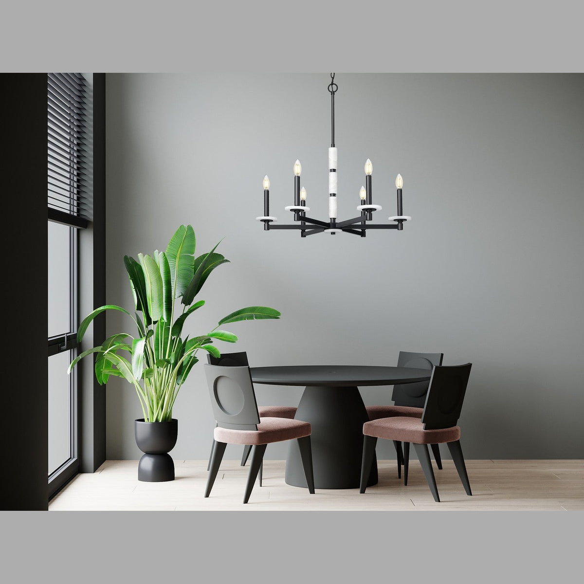 Z-Lite - 3045-6MB - Six Light Chandelier - Kaden - Matte Black