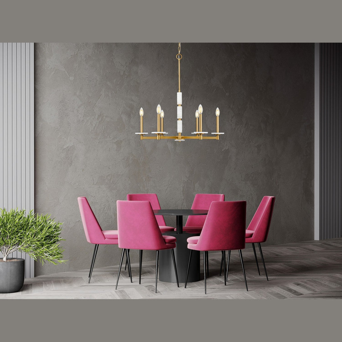 Z-Lite - 3045-6MGLD - Six Light Chandelier - Kaden - Modern Gold