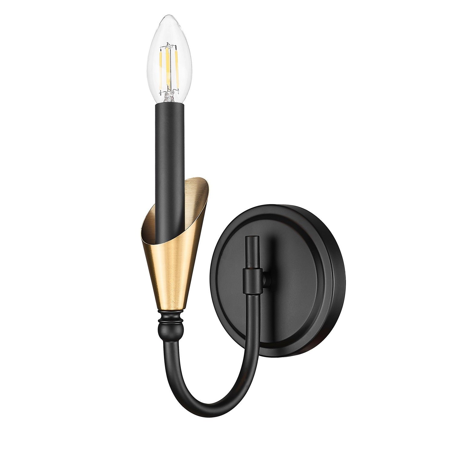 Z-Lite - 4014-1S-MB-MGLD - One Light Wall Sconce - Claudelle - Matte Black + Modern Gold