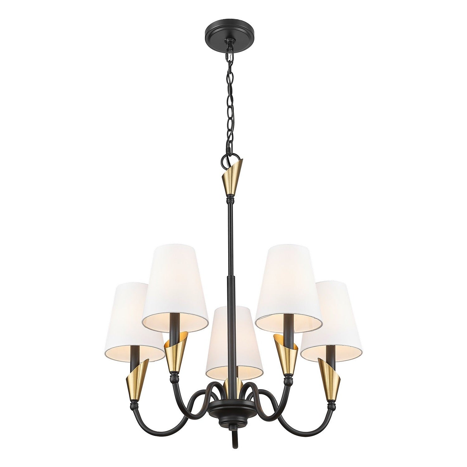 Z-Lite - 4014-24MB-MGLD - Five Light Chandelier - Claudelle - Matte Black + Modern Gold