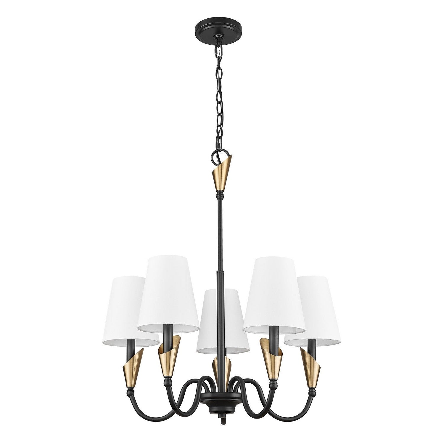 Z-Lite - 4014-24MB-MGLD - Five Light Chandelier - Claudelle - Matte Black + Modern Gold