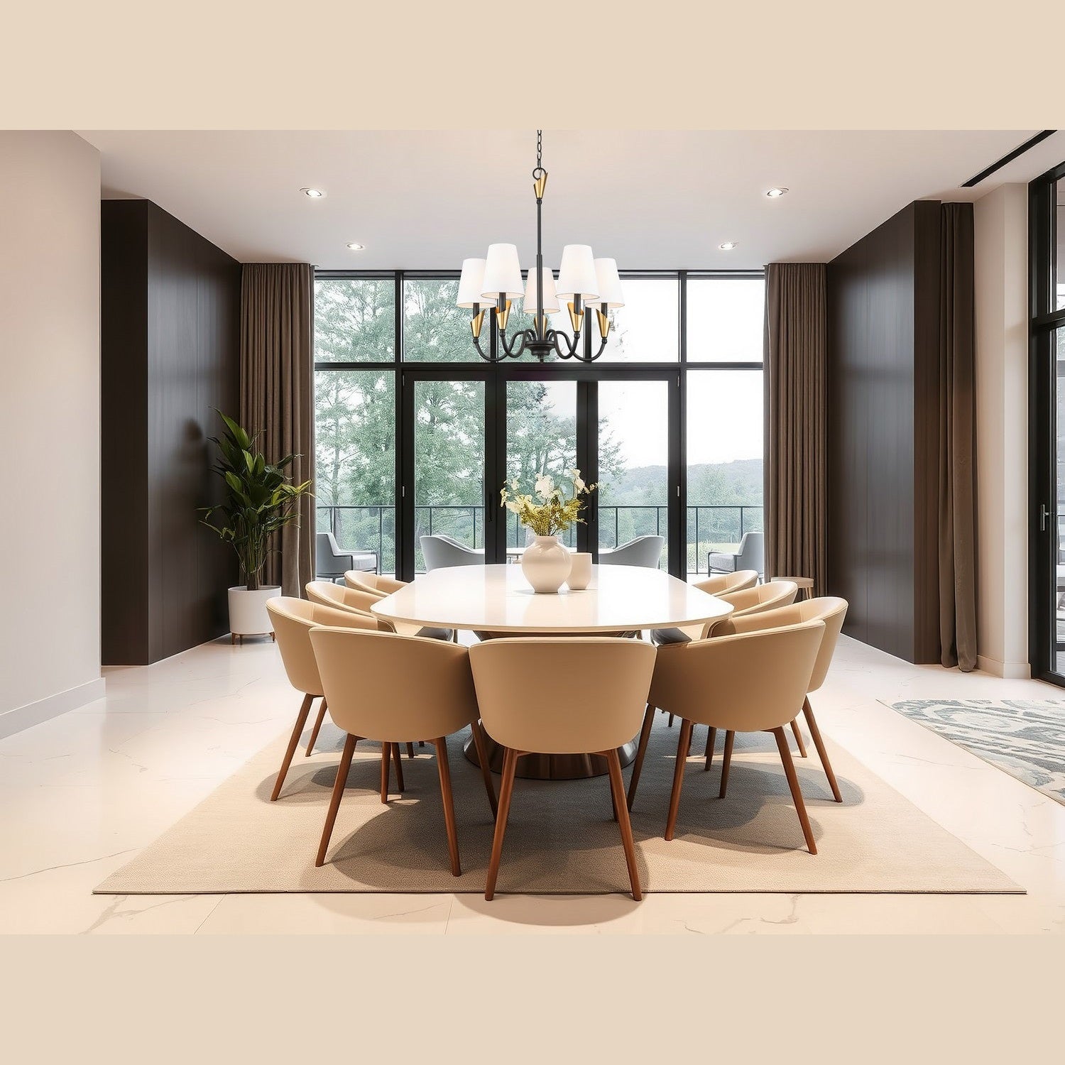 Z-Lite - 4014-24MB-MGLD - Five Light Chandelier - Claudelle - Matte Black + Modern Gold