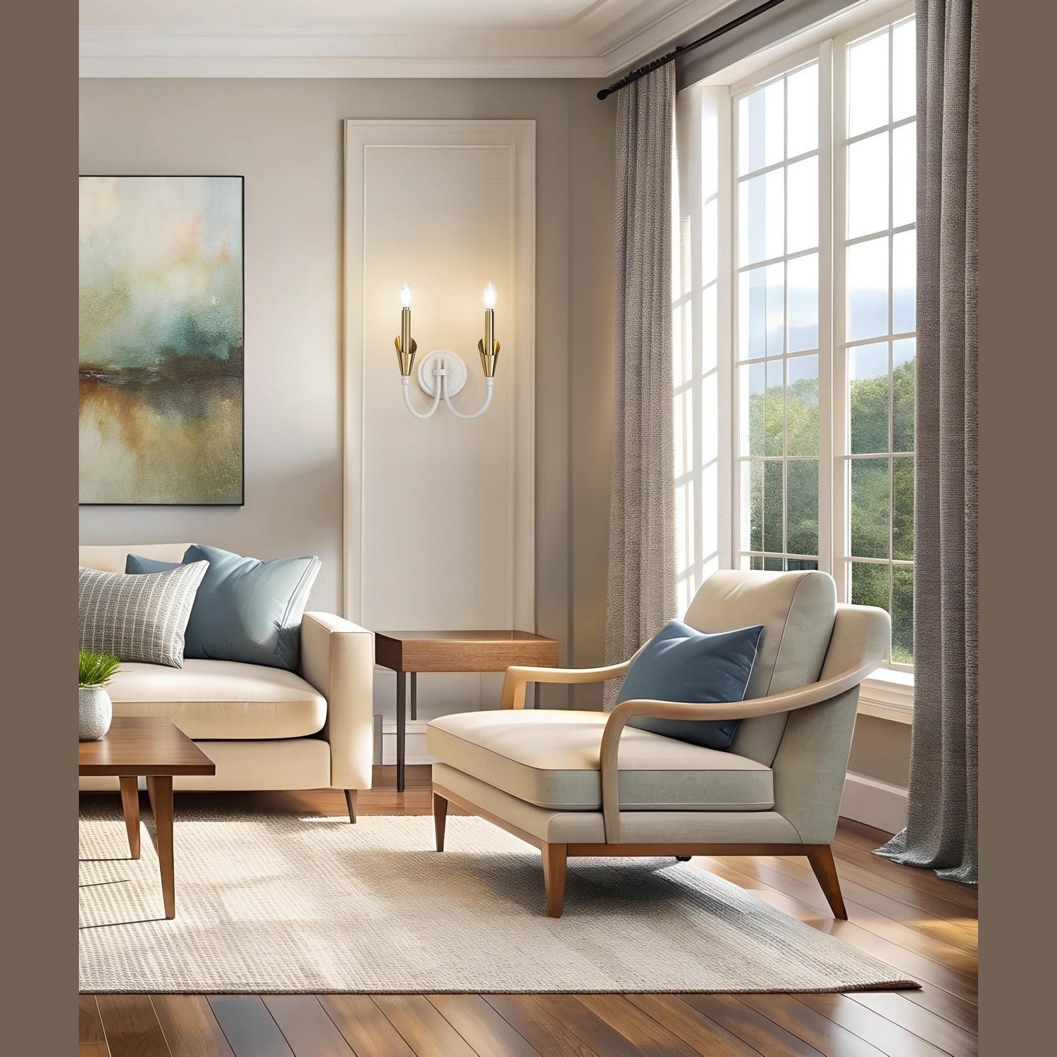 Z-Lite - 4014-2S-TW-MGLD - Two Light Wall Sconce - Claudelle - Textured White + Modern Gold