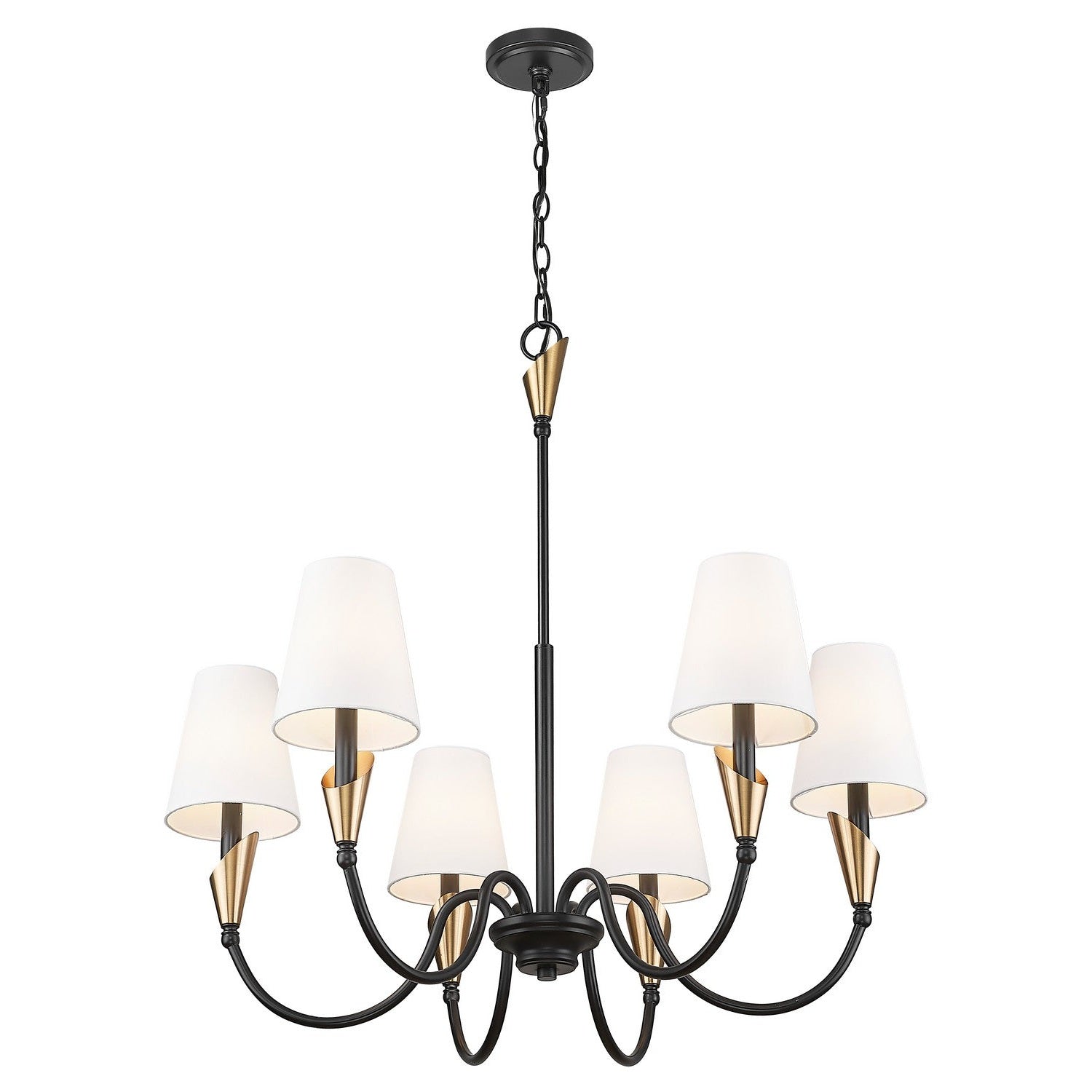 Z-Lite - 4014-32MB-MGLD - Six Light Chandelier - Claudelle - Matte Black + Modern Gold
