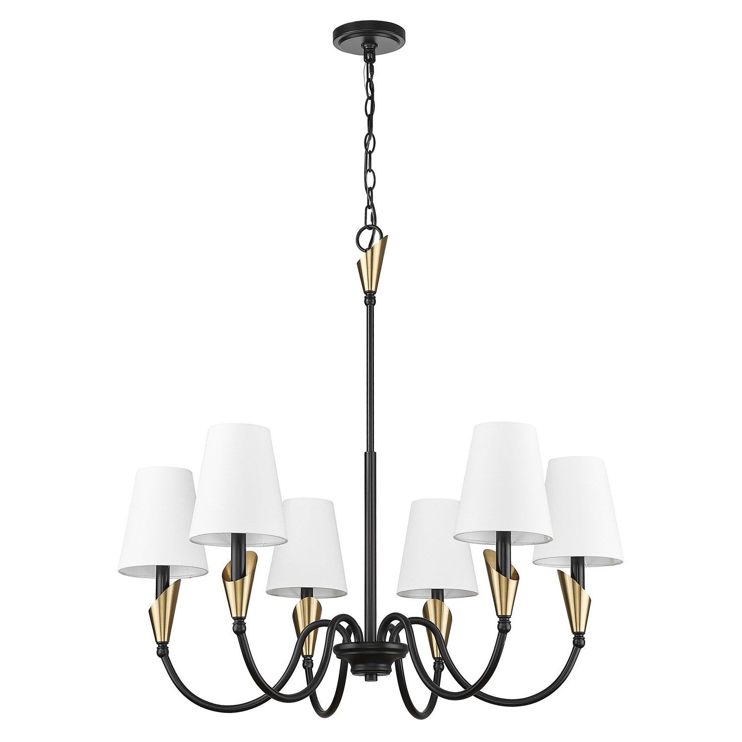 Z-Lite - 4014-32MB-MGLD - Six Light Chandelier - Claudelle - Matte Black + Modern Gold