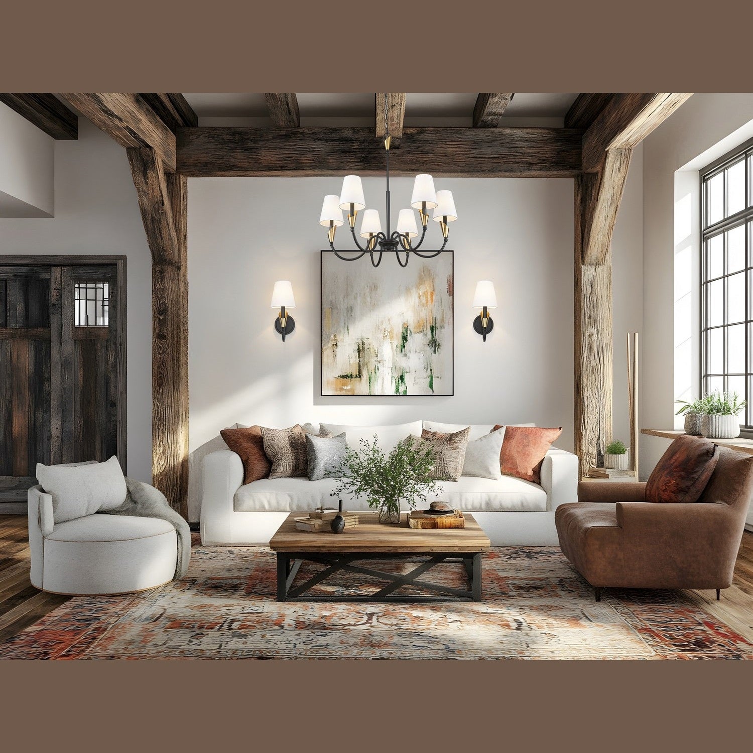 Z-Lite - 4014-32MB-MGLD - Six Light Chandelier - Claudelle - Matte Black + Modern Gold