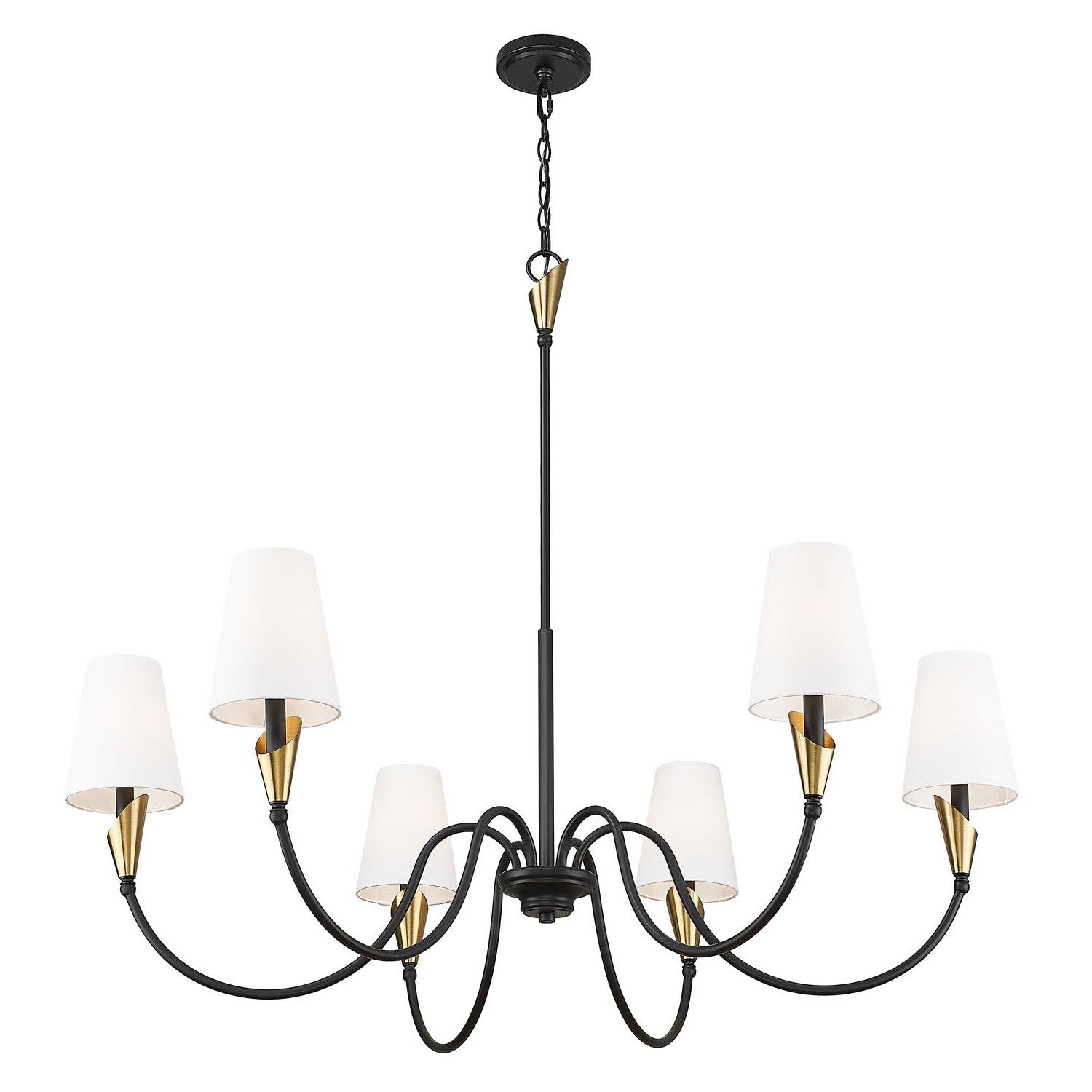 Z-Lite - 4014-46MB-MGLD - Six Light Chandelier - Claudelle - Matte Black + Modern Gold