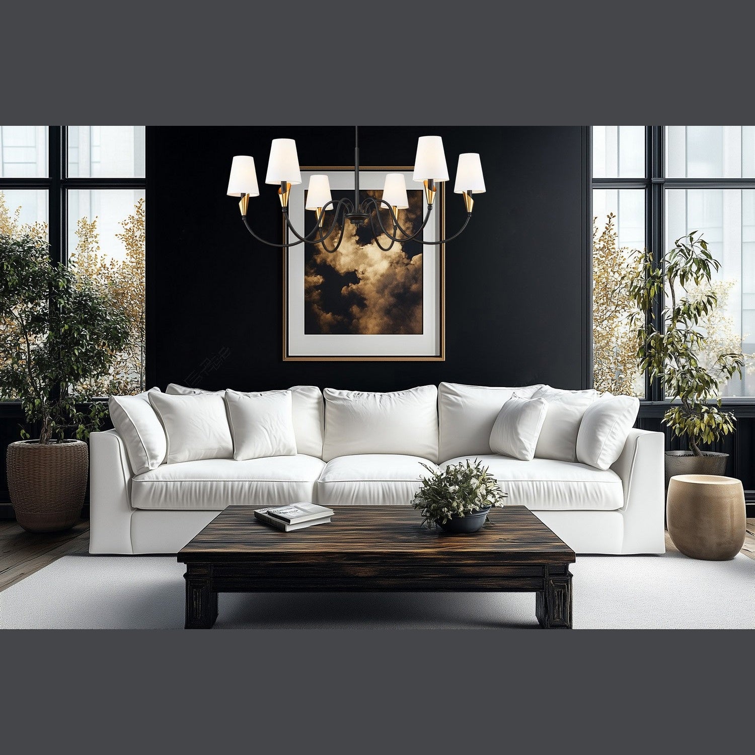 Z-Lite - 4014-46MB-MGLD - Six Light Chandelier - Claudelle - Matte Black + Modern Gold