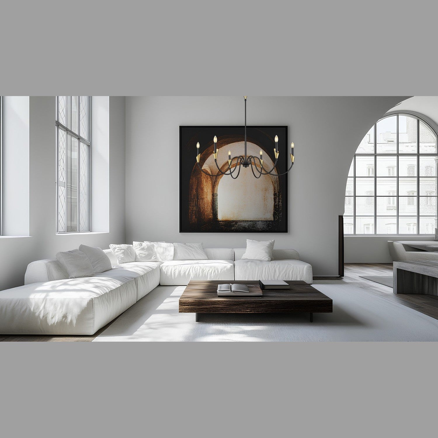 Z-Lite - 4014-46MB-MGLD - Six Light Chandelier - Claudelle - Matte Black + Modern Gold