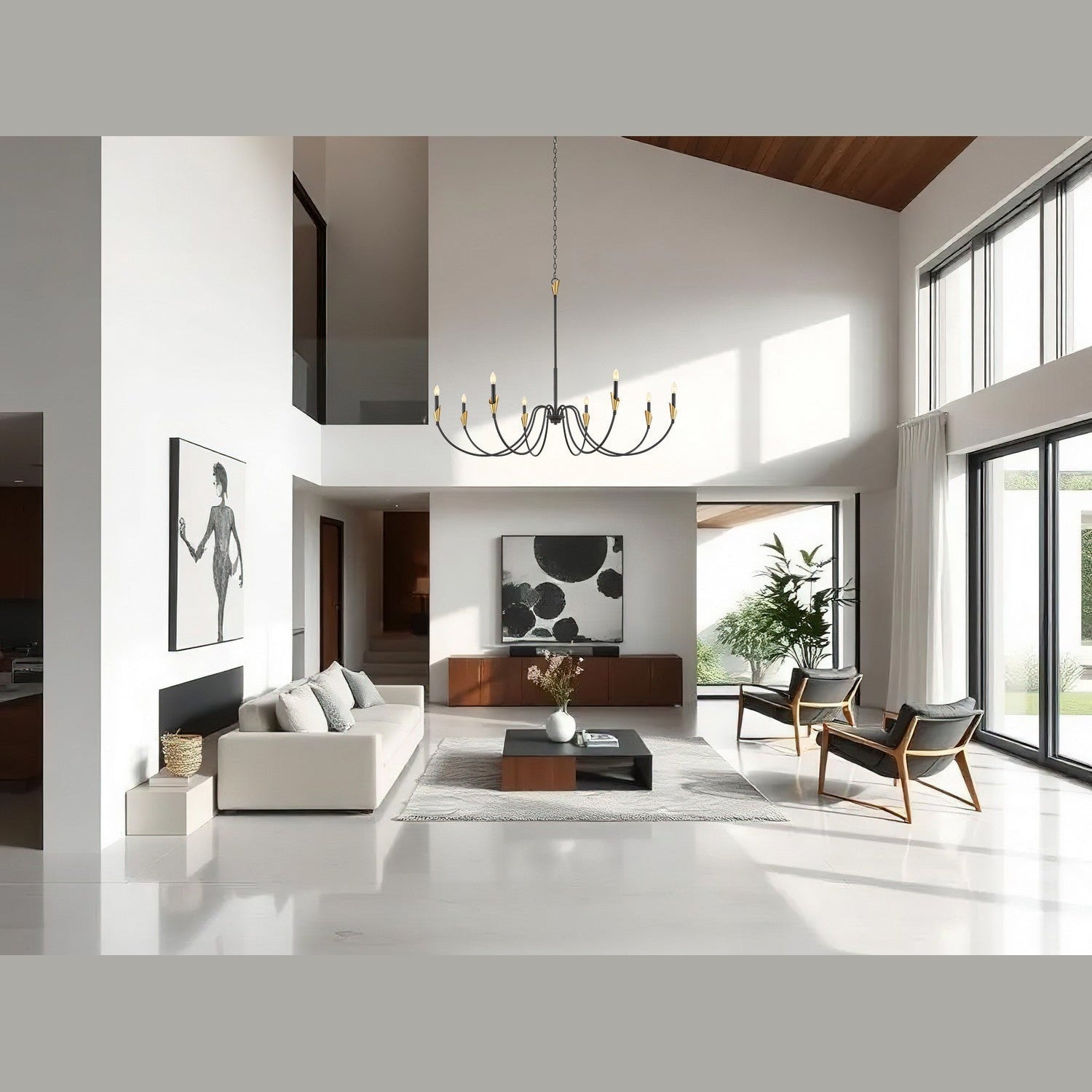 Z-Lite - 4014-65MB-MGLD - Eight Light Chandelier - Claudelle - Matte Black + Modern Gold