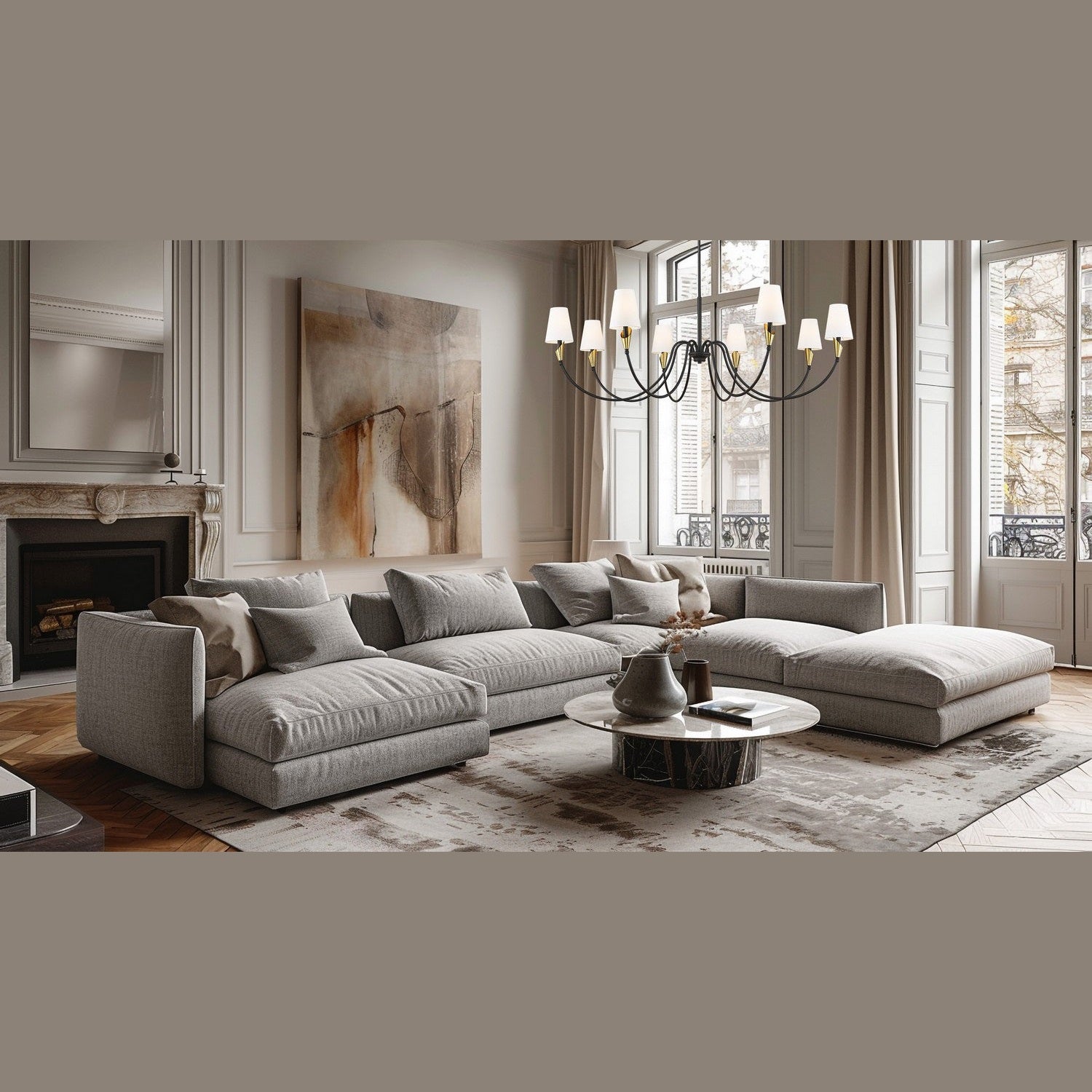 Z-Lite - 4014-65MB-MGLD - Eight Light Chandelier - Claudelle - Matte Black + Modern Gold