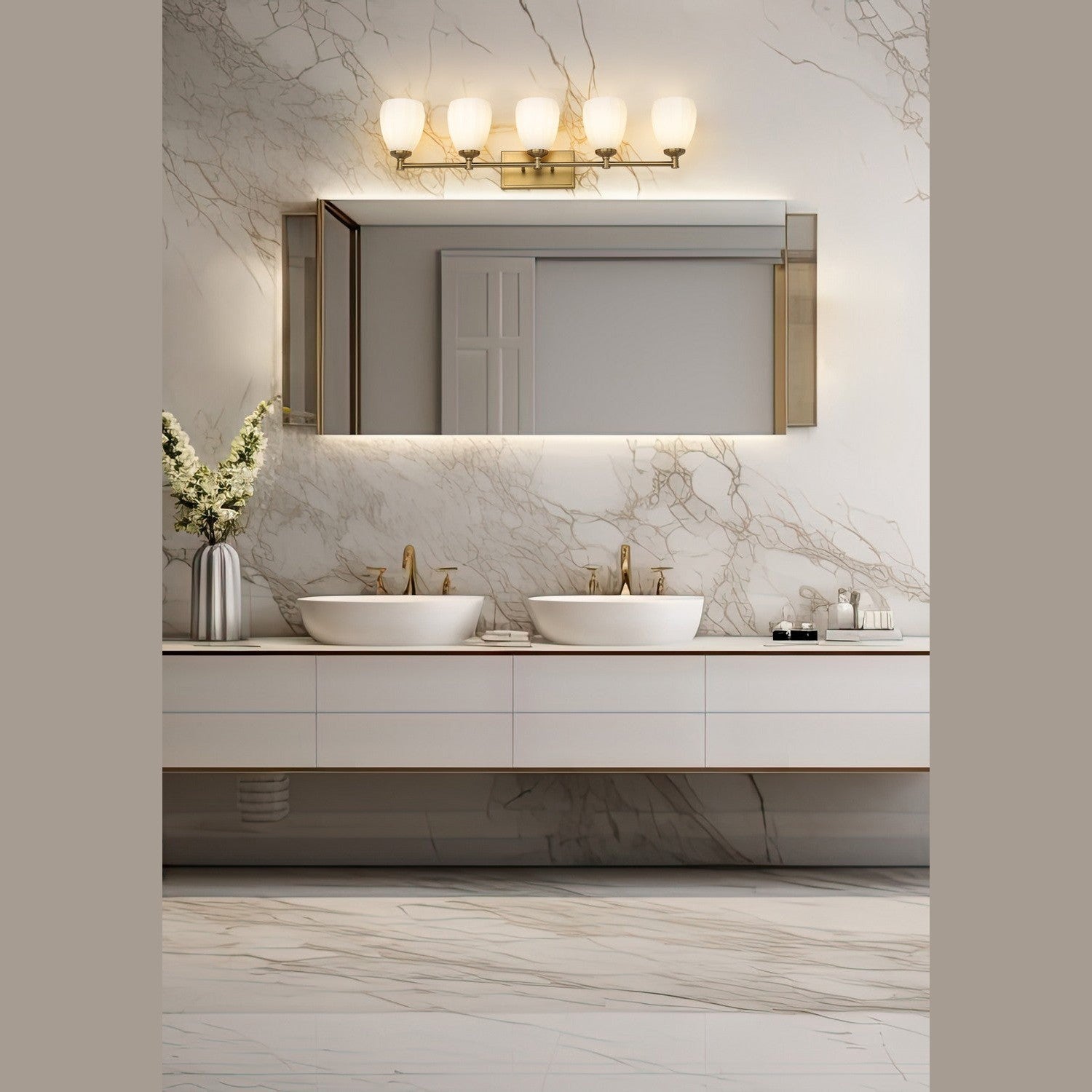 Z-Lite - 7004-5V-MGLD - Five Light Vanity - Oren - Modern Gold