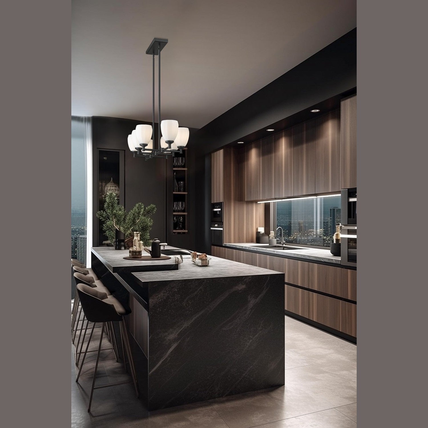 Z-Lite - 7004-8L-MB - Eight Light Linear Chandelier - Oren - Matte Black