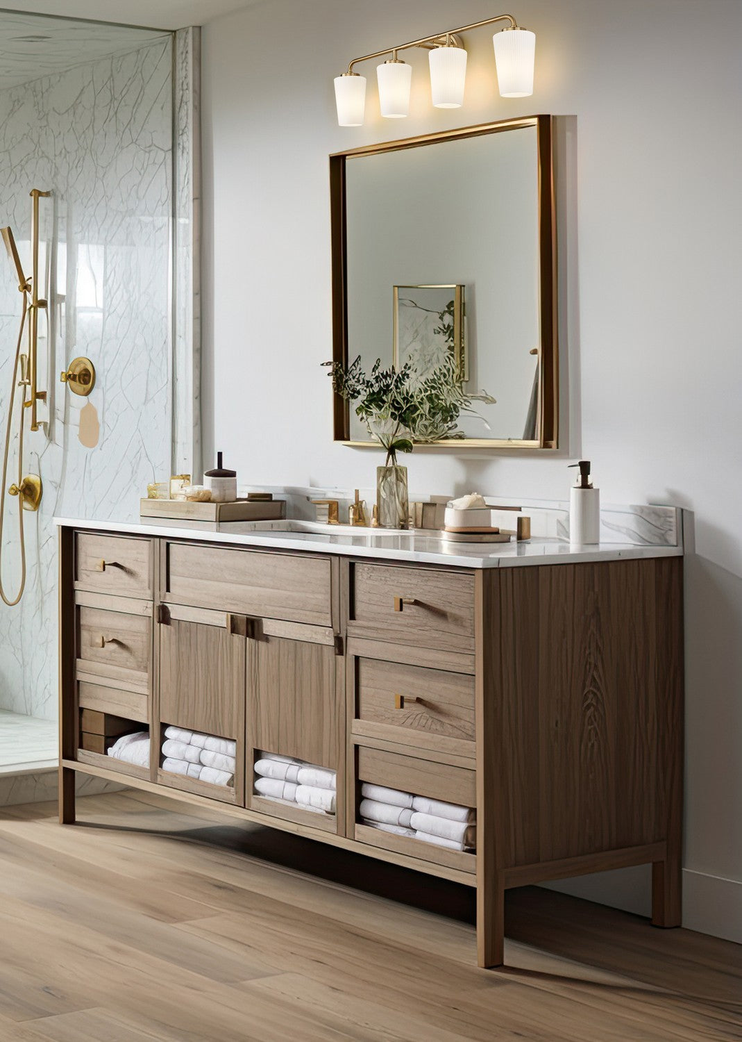 Z-Lite - 7005-4V-MGLD - Four Light Vanity - Montford - Modern Gold