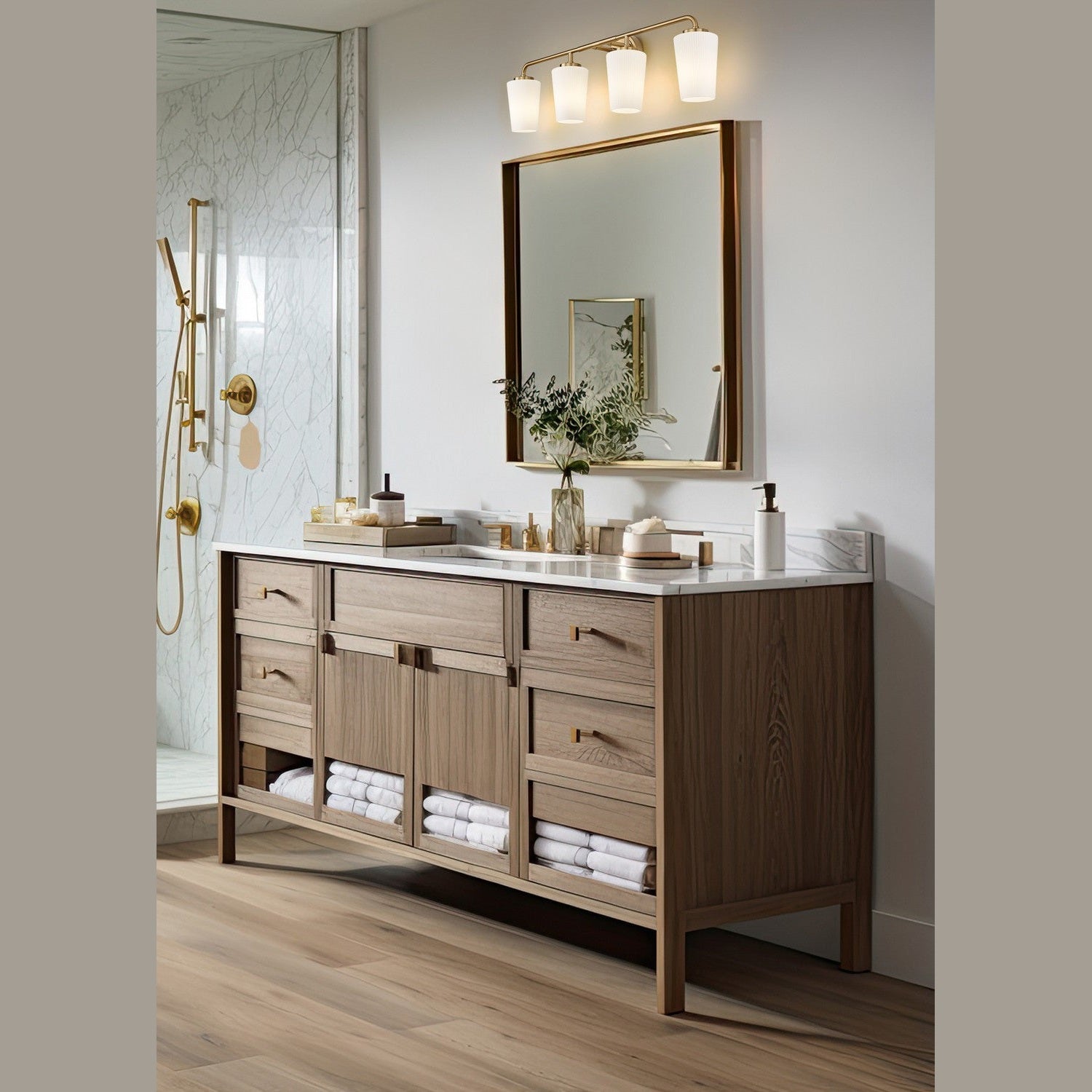 Z-Lite - 7005-4V-MGLD - Four Light Vanity - Montford - Modern Gold