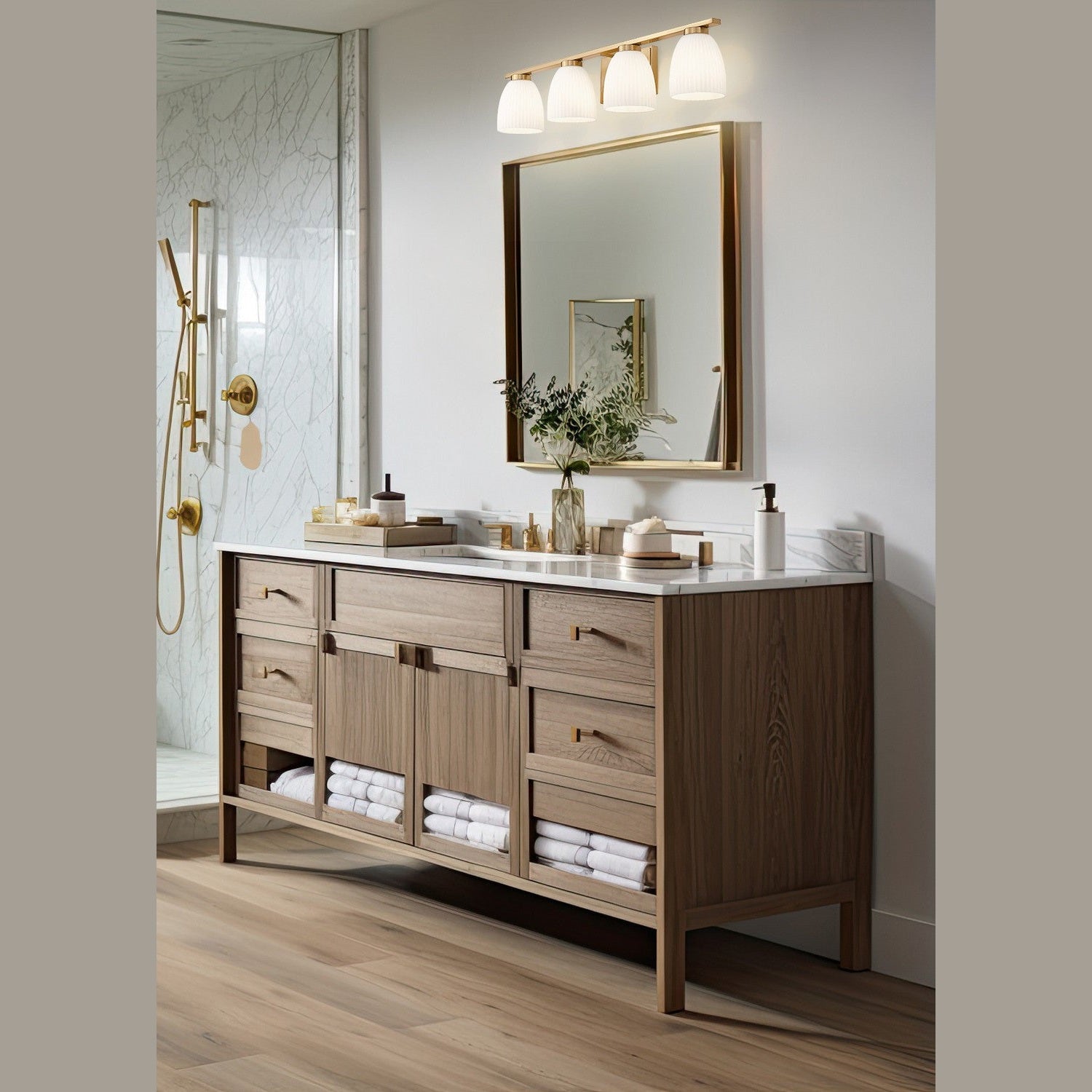 Z-Lite - 7518-4V-MGLD - Four Light Vanity - Naya - Modern Gold