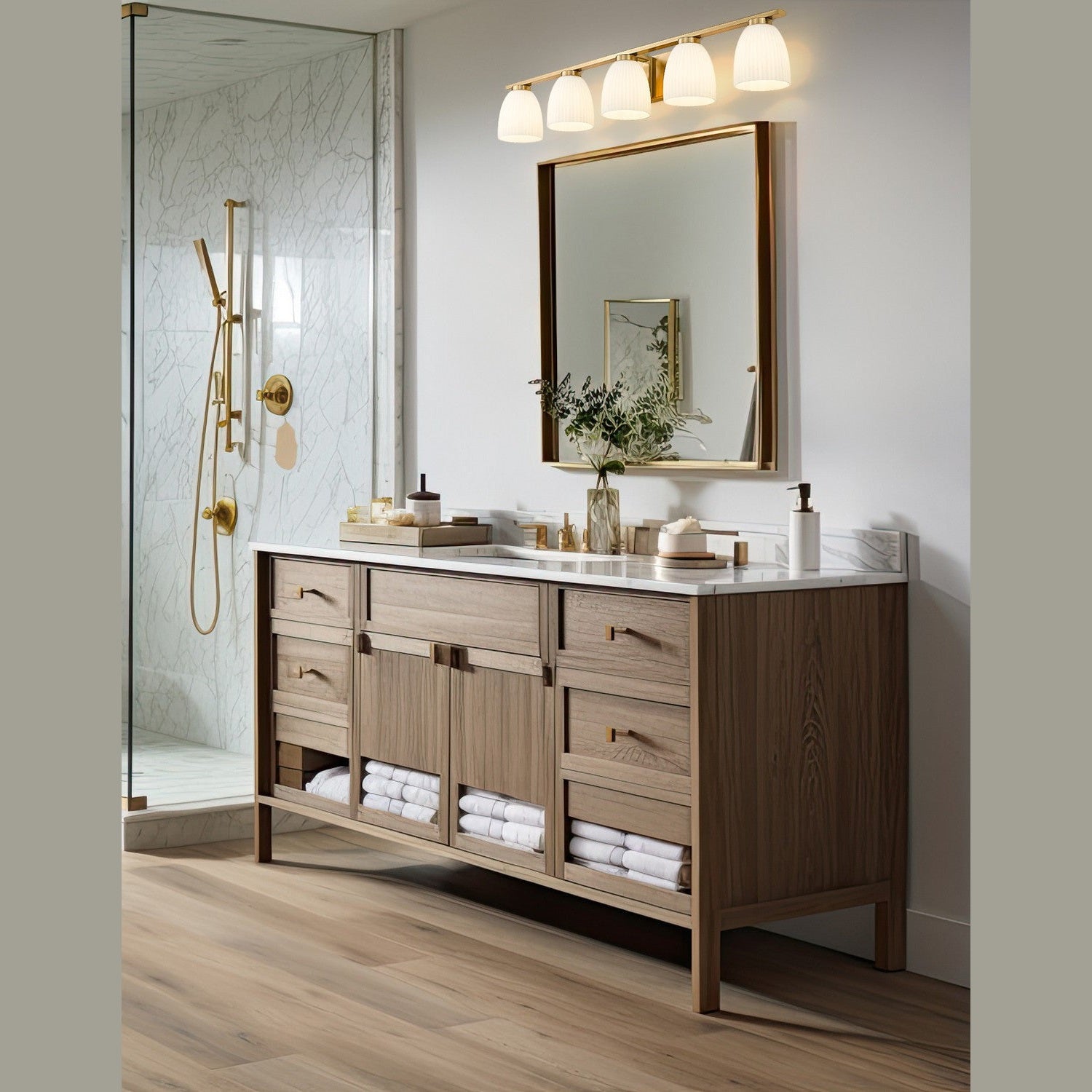 Z-Lite - 7518-5V-MGLD - Five Light Vanity - Naya - Modern Gold