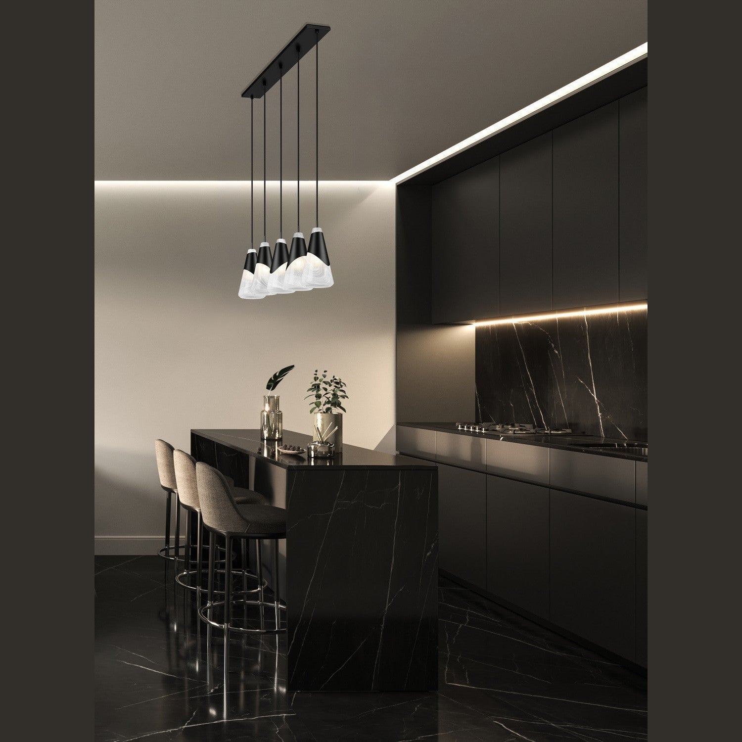 Z-Lite - 828P6-5L-MB - Five Light Linear Chandelier - Aimie - Matte Black