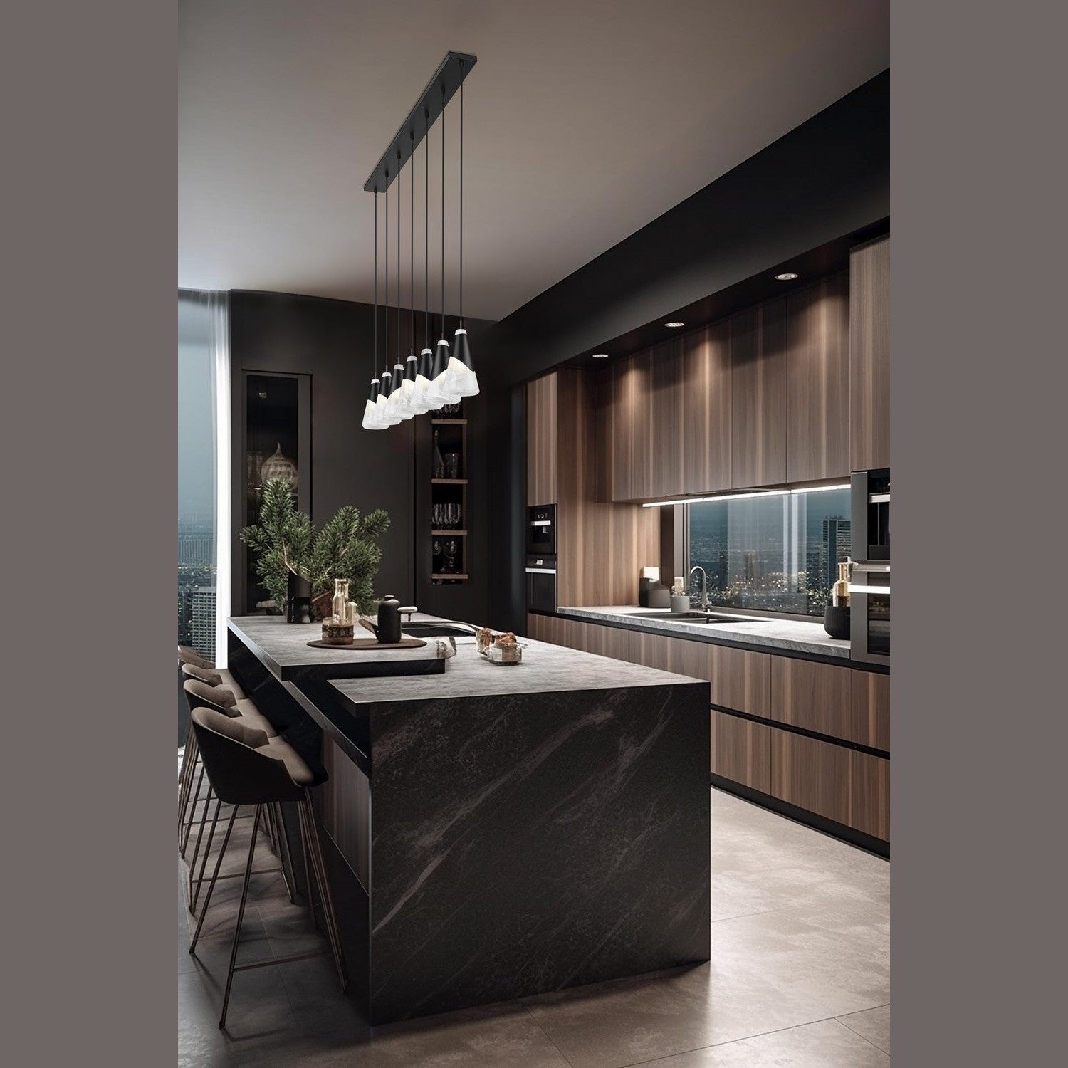 Z-Lite - 828P6-7L-MB - Seven Light Linear Chandelier - Aimie - Matte Black