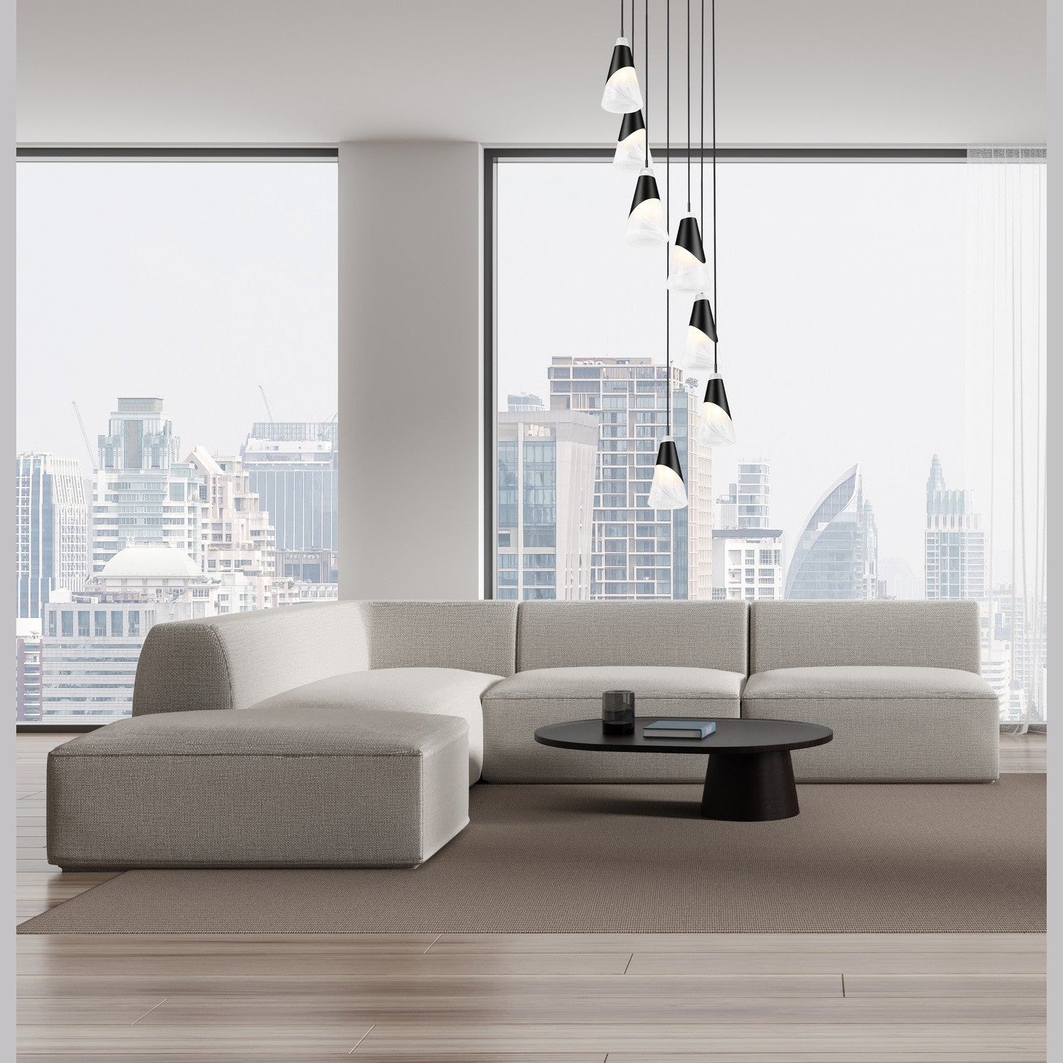 Z-Lite - 828P6-7R-MB - Seven Light Chandelier - Aimie - Matte Black