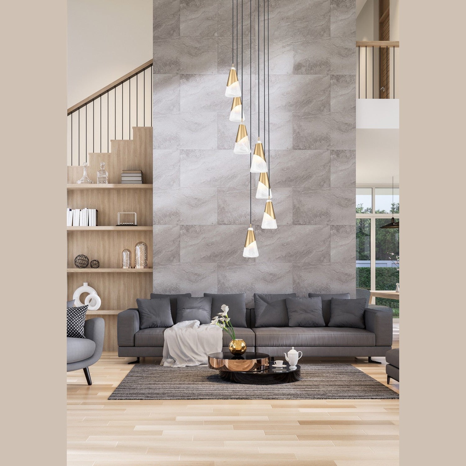 Z-Lite - 828P6-7R-MGLD - Seven Light Chandelier - Aimie - Modern Gold