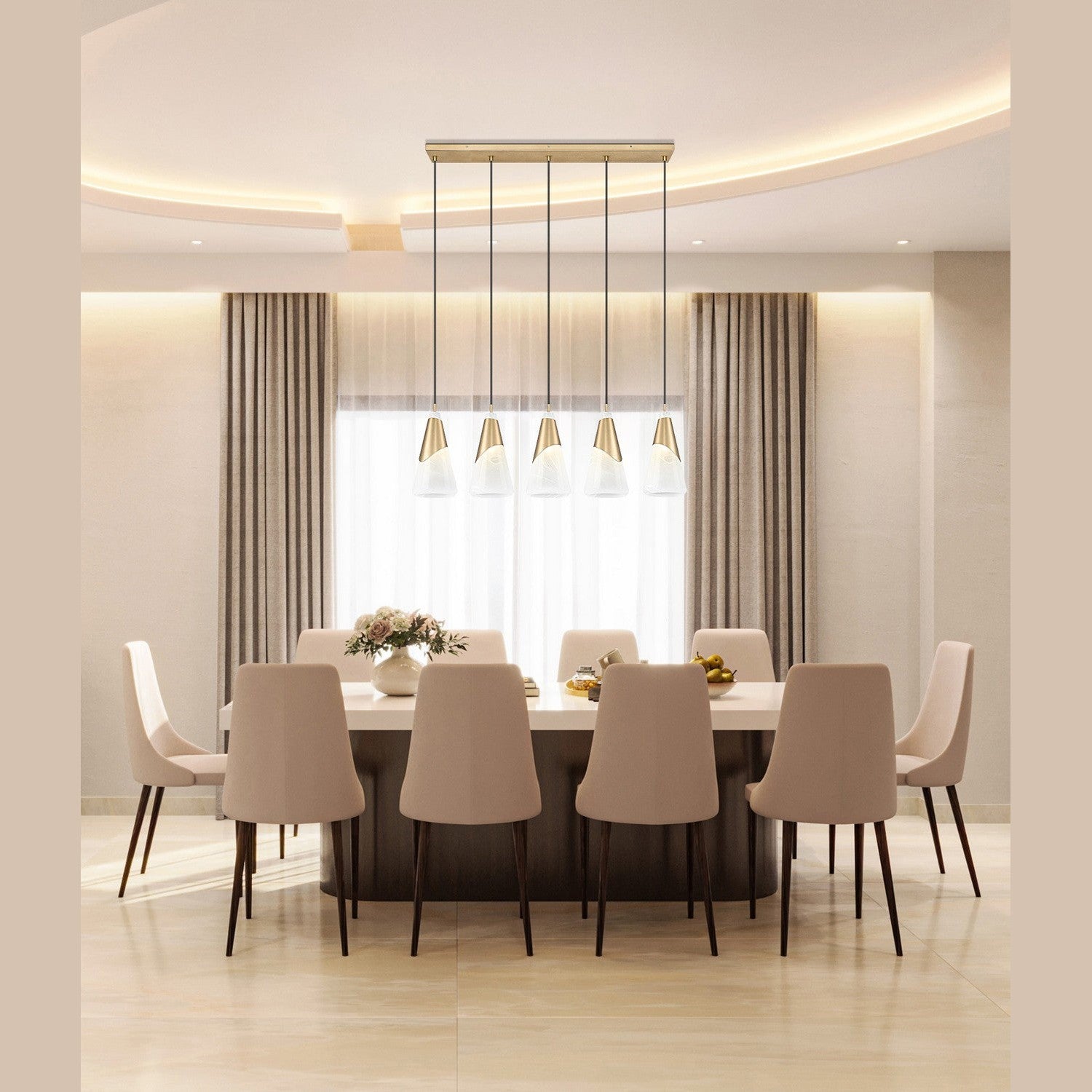 Z-Lite - 828P7-5L-MGLD - Five Light Linear Chandelier - Aimie - Modern Gold