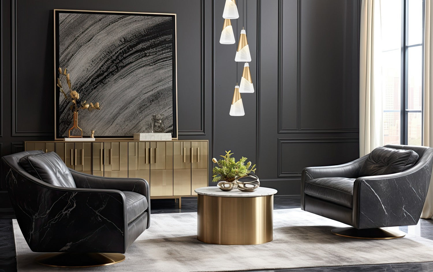 Z-Lite - 828P7-5R-MGLD - Five Light Chandelier - Aimie - Modern Gold